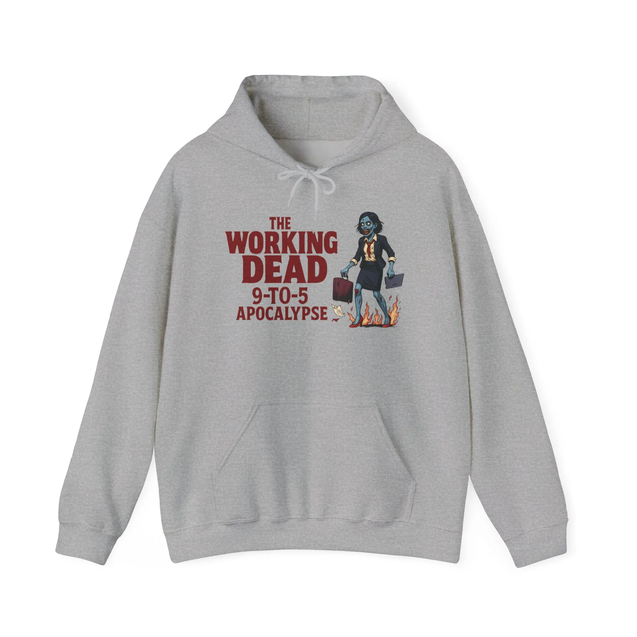 The Working Dead 9-to-5 Apocalypse Hoodie, Women's Horror Office Zombie Sweatshirt, Halloween Zombie Top, Halloween Work Top - Image 9