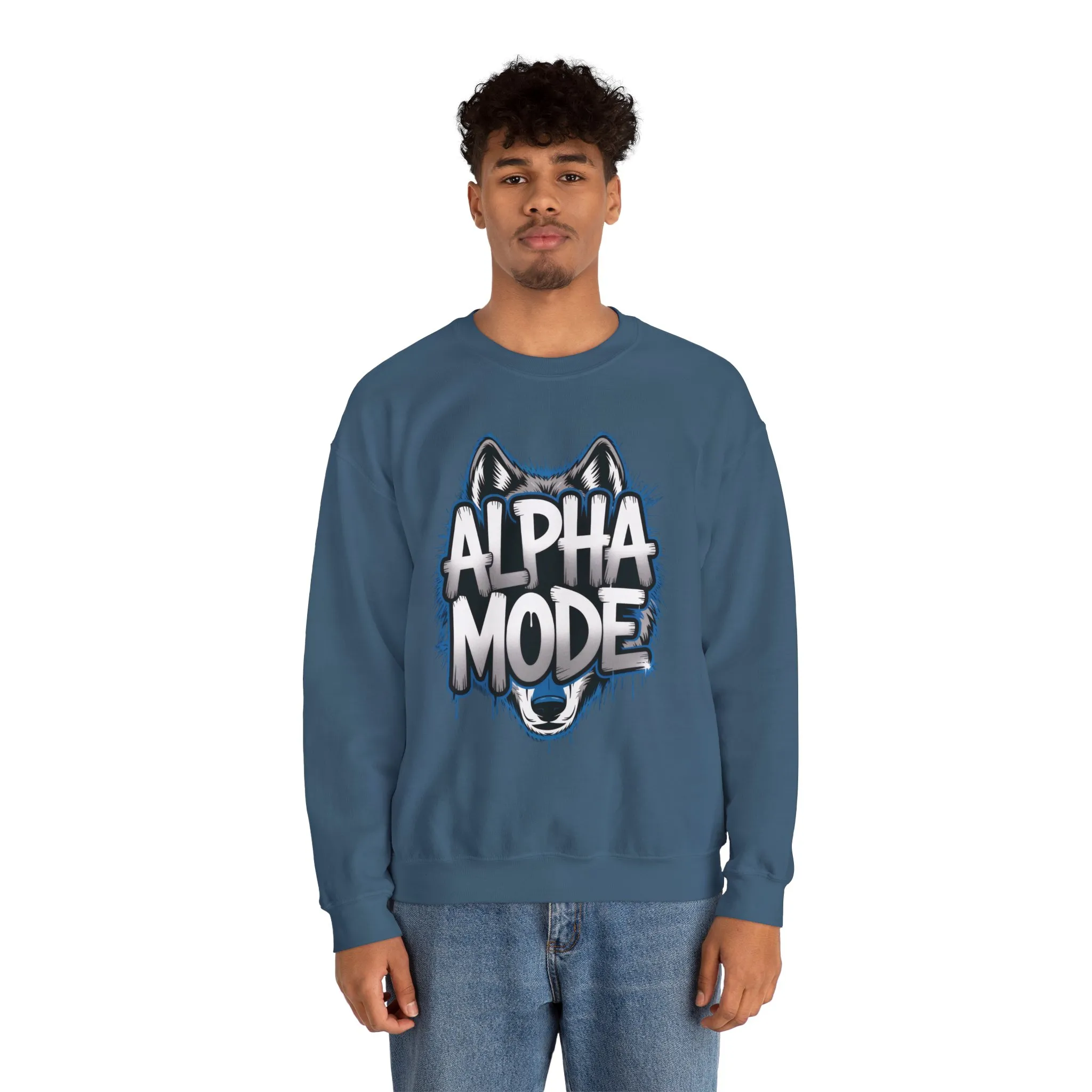 Mens Heavy Blend™ Crewneck Sweatshirt, Alpha Mode Mens Wolf Graphic Crewneck Sweatshirt - Image 17