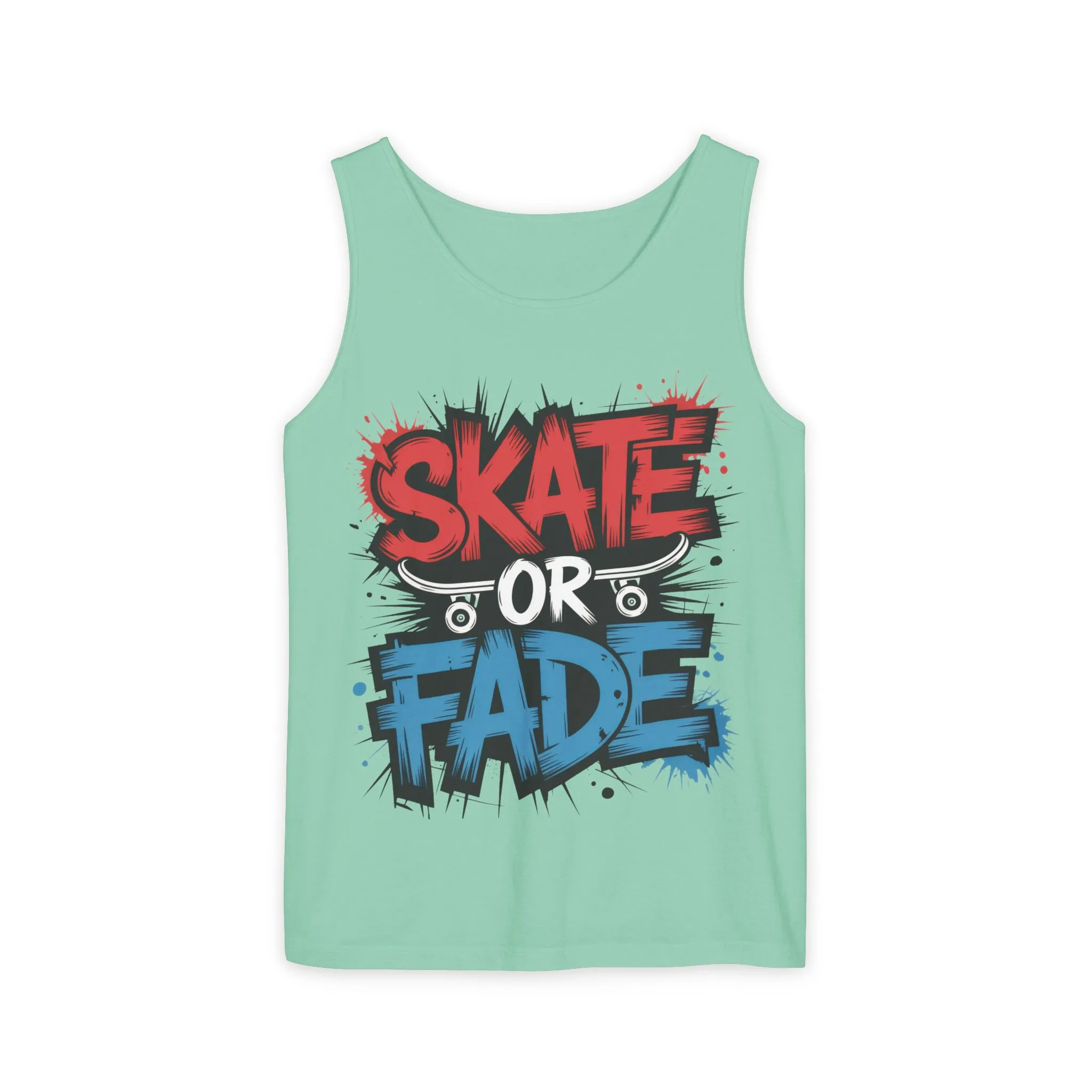 Skate Or Fade Men's Tank Top, Graffiti Skateboard Graphic Muscle Shirt, Urban Streetwear Sleeveless Top, Men's Garment-Dyed Tank Top - Image 8