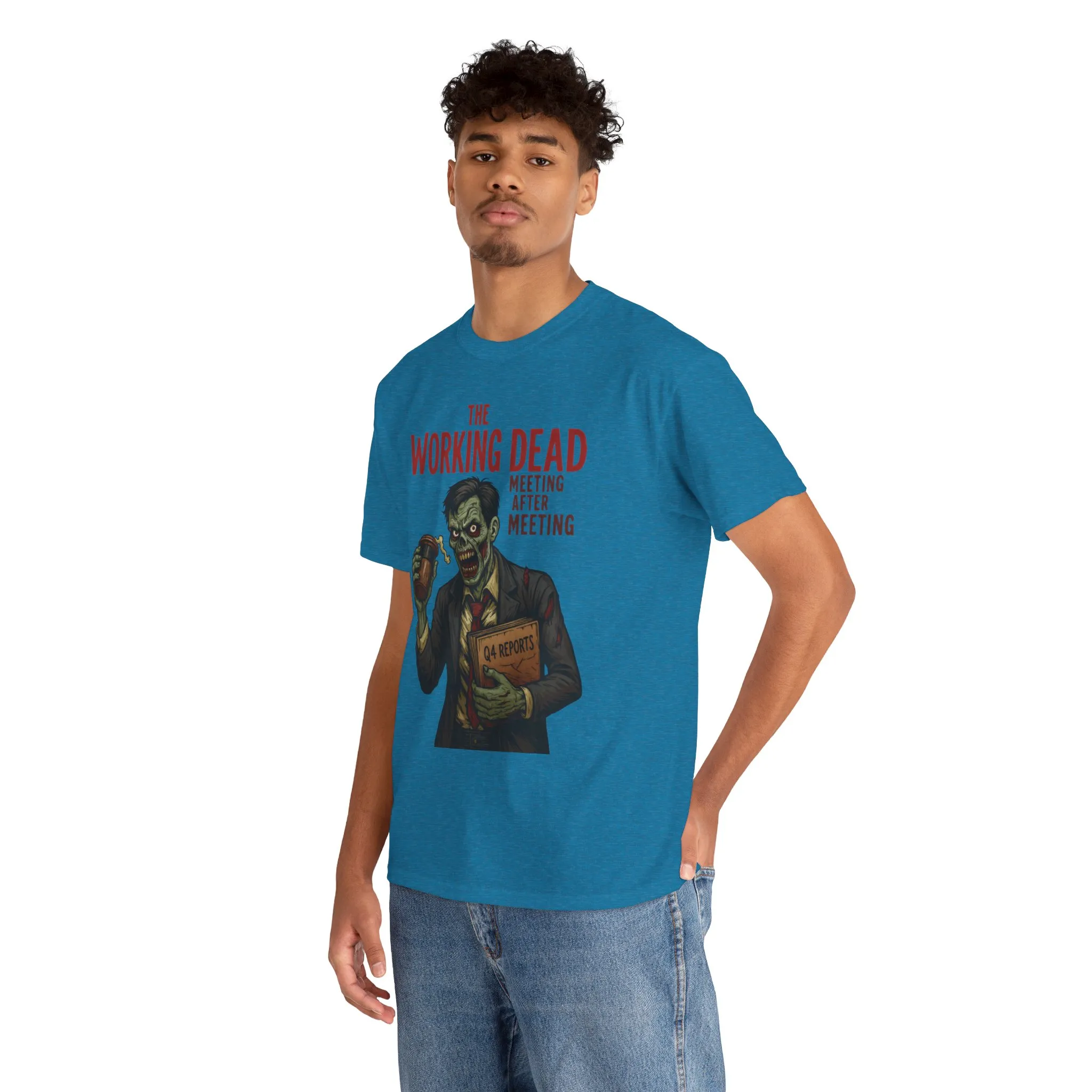 The Working Dead Men's Funny Zombie Work T-Shirt, Office Humor Tee, Meeting Joke Shirt, Halloween Office Tee - Image 26