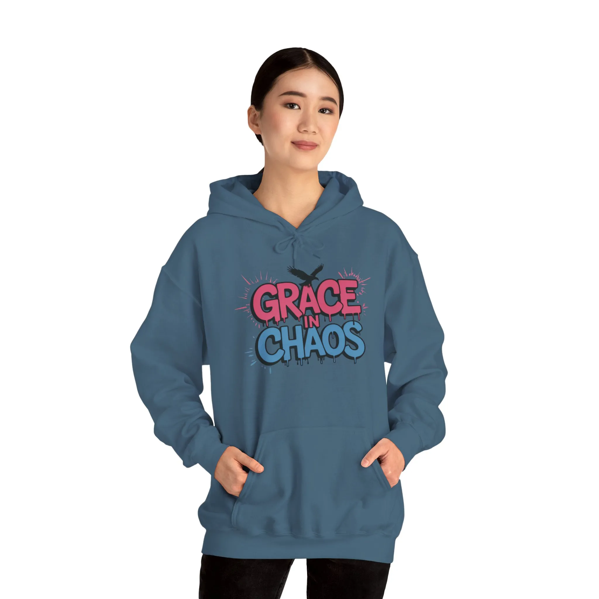 Women's Hoodie Grace in Chaos, Graffiti Dripping Street Art Urban Hoodie, Bold Graphic Pullover - Image 15