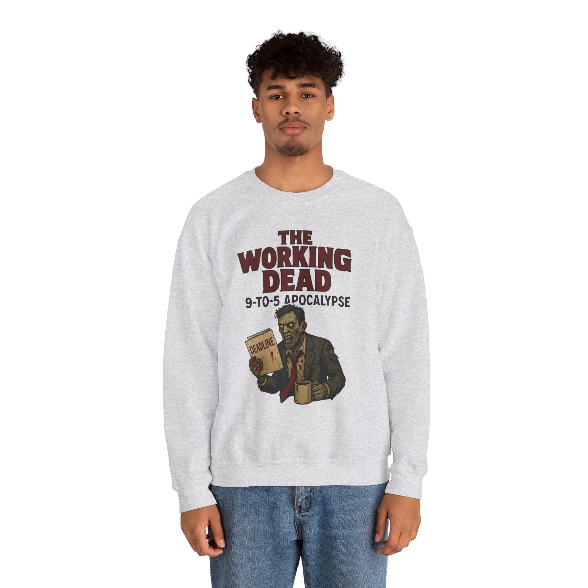 Men's The Working Dead 9-to-5 Apocalypse Sweatshirt, Funny Office Zombie Horror Pullover, Halloween Zombie Work Top - Image 29