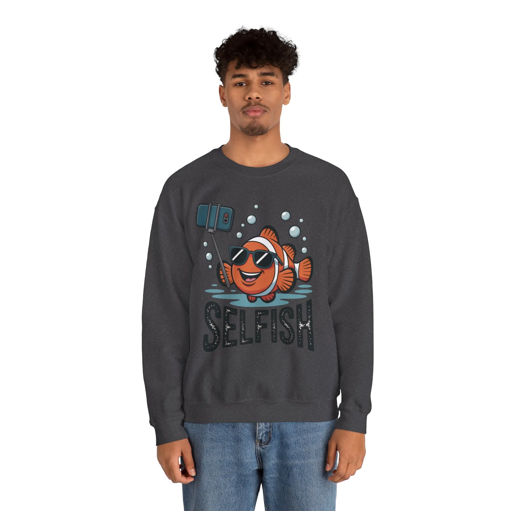 Unisex Heavy Blend™ Crewneck Sweatshirt, Mens Selfish Funny Fish Sweatshirt, Cute Selfie Pullover, Ocean Humor Top - Image 20