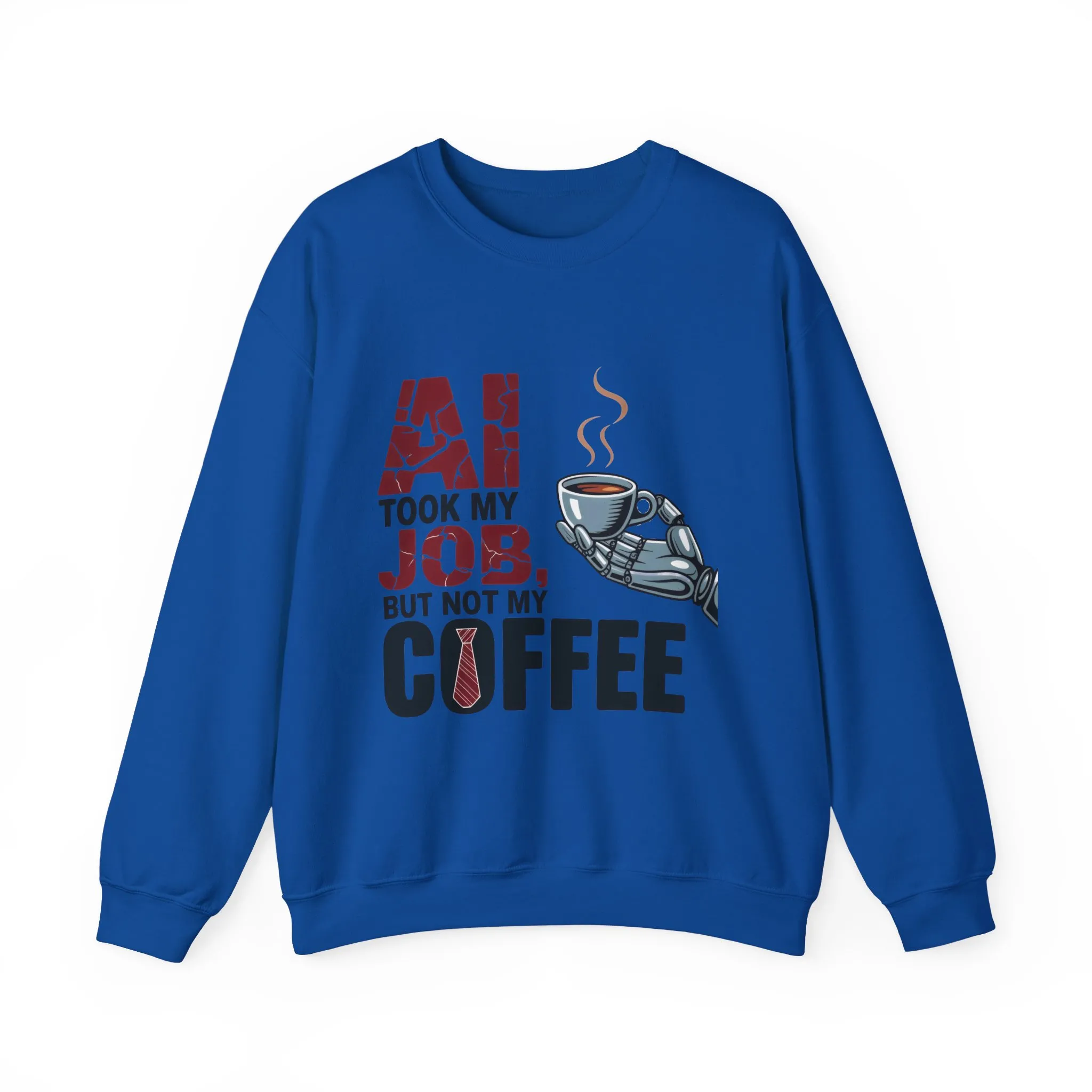 Men's AI Coffee Sweatshirt, Funny Robot Humor Pullover, Geek Sarcastic Job Joke Top, Men's Heavy Blend™ Crewneck Sweatshirt, Office Humor - Image 25