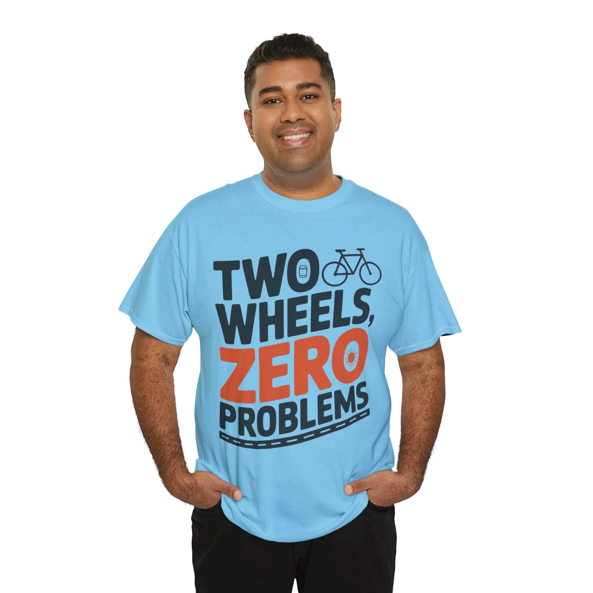Two Wheels Zero Problems Mens Graphic Biker T-Shirt, Bike Humor Tee, Biker Gift - Image 15