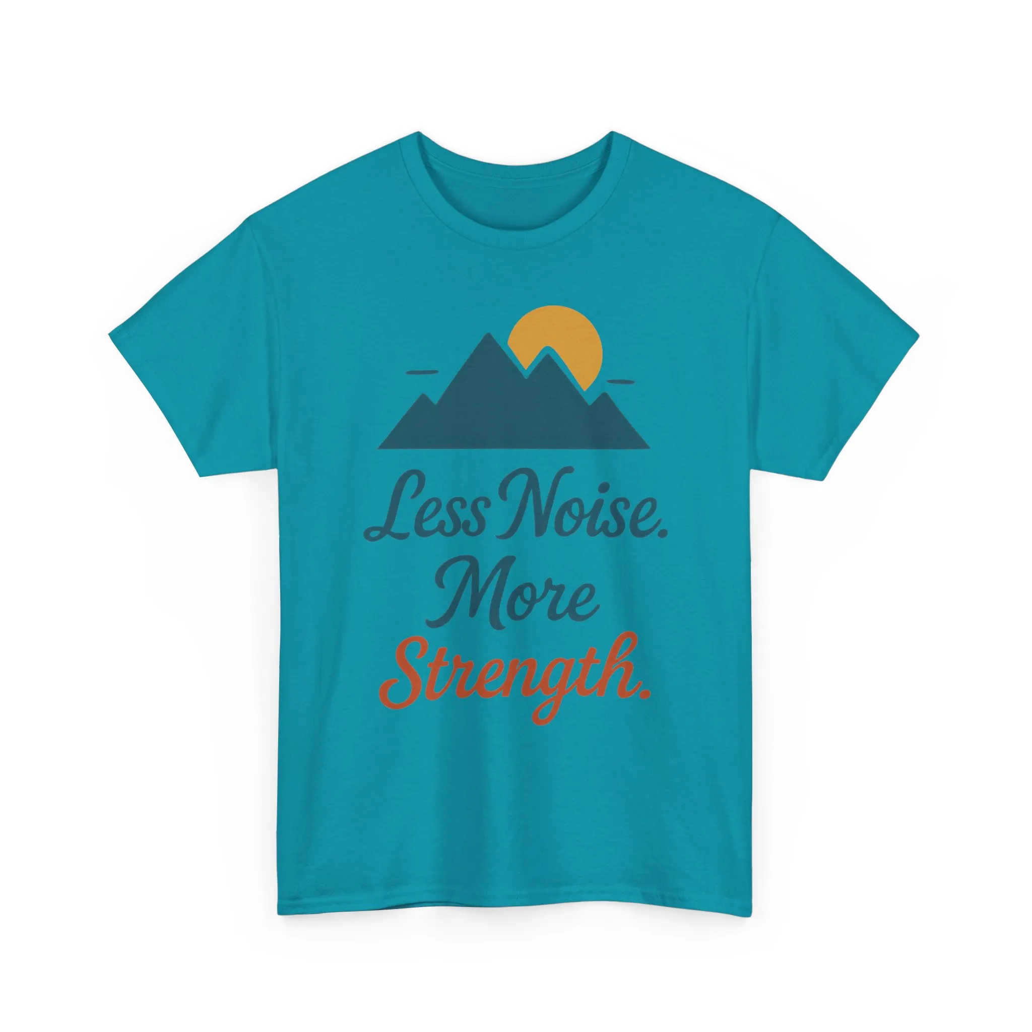 Mens Less Noise More Strength Mountain T-Shirt, Motivational Gym Hiking Tee - Image 22