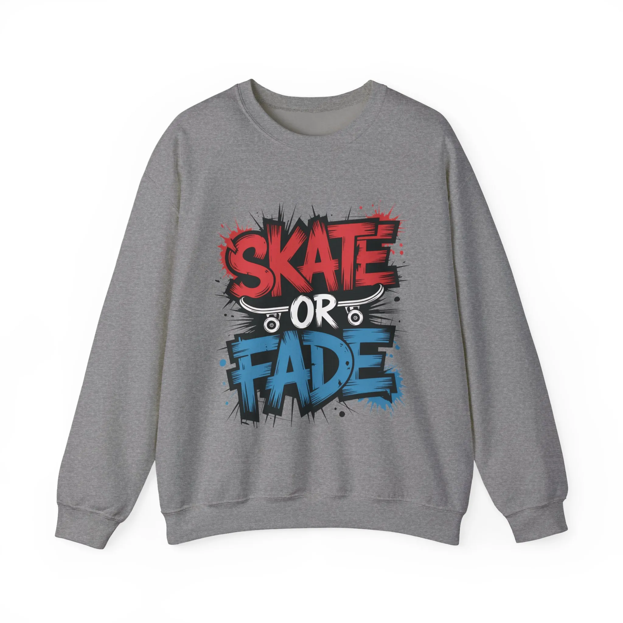 Skate Or Fade Men's Crewneck Sweatshirt, Graffiti Skateboarding Pullover, Urban Streetwear Top, Men's Heavy Blend™ Crewneck Sweatshirt - Image 13