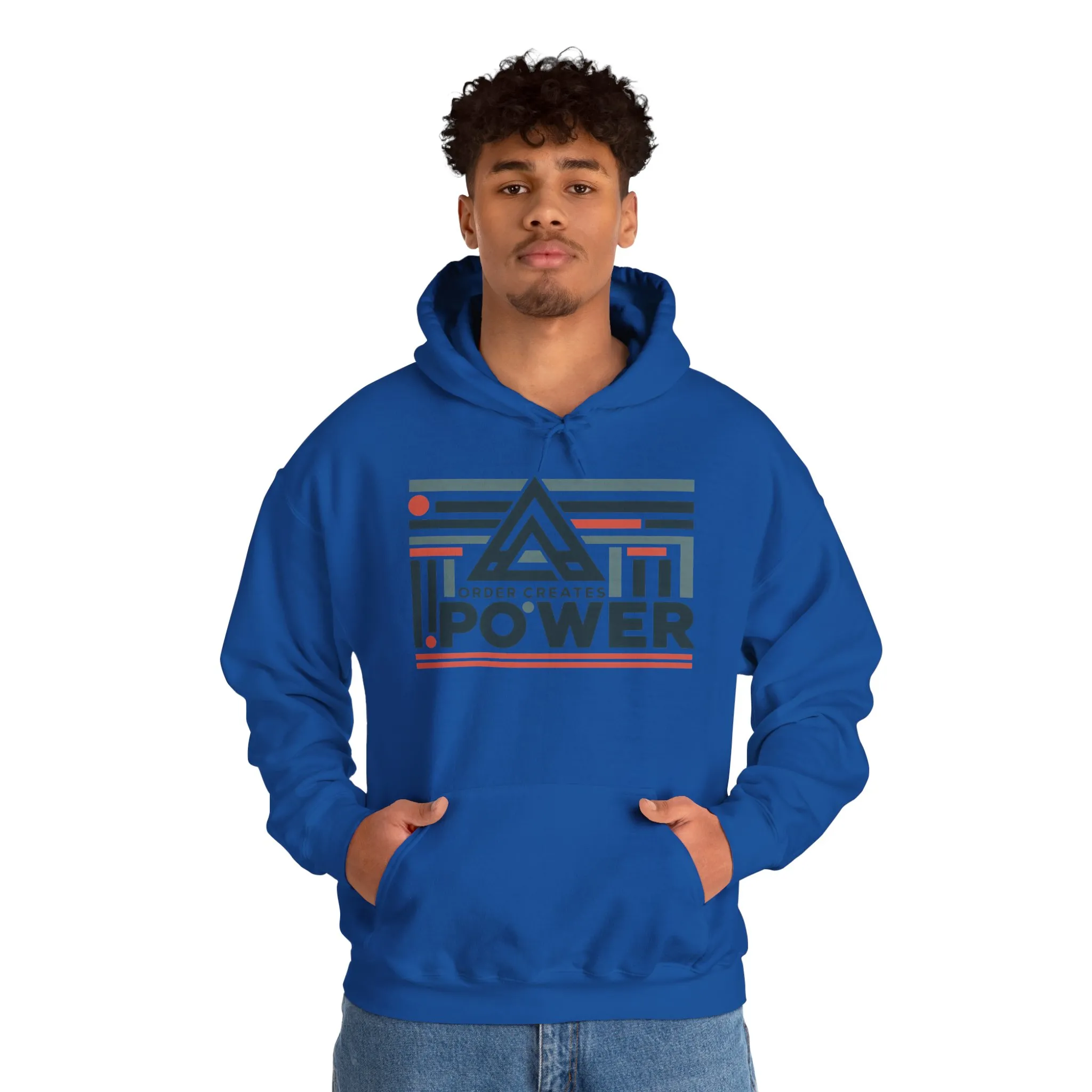 Mens Hoodie Order Creates Power, Geometric Minimal Motivational Graphic Pullover Hoodie, Mens Heavy Blend™ Hooded Sweatshirt - Image 31