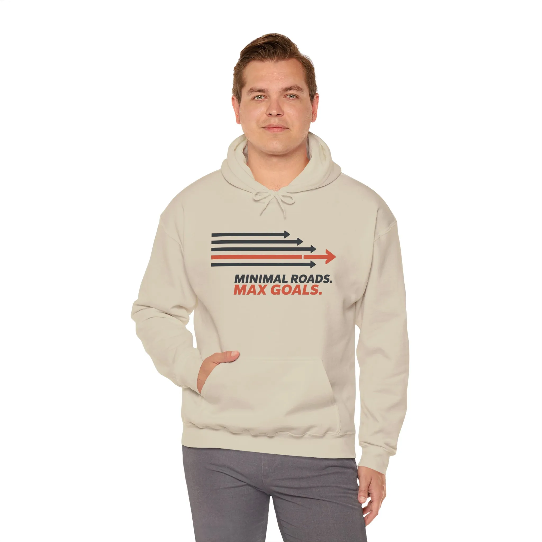 Mens Heavy Blend™ Hooded Sweatshirt, Minimal Roads Max Goals Motivational Mens Hoodie - Image 8