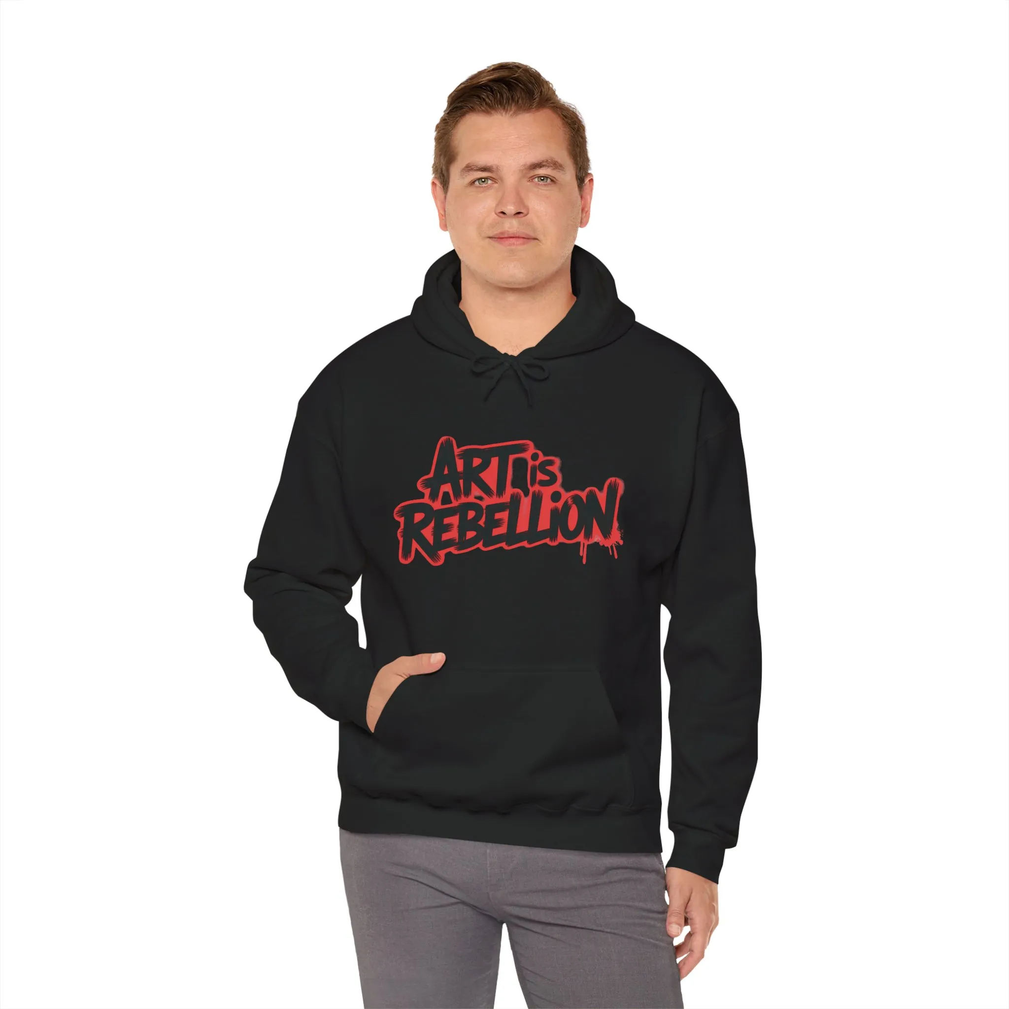 Men's Heavy Blend™ Hooded Sweatshirt, Art Is Rebellion Men's Hoodie, Graffiti Street Art Pullover, Urban Rebellion Hoodie for Skaters - Image 8