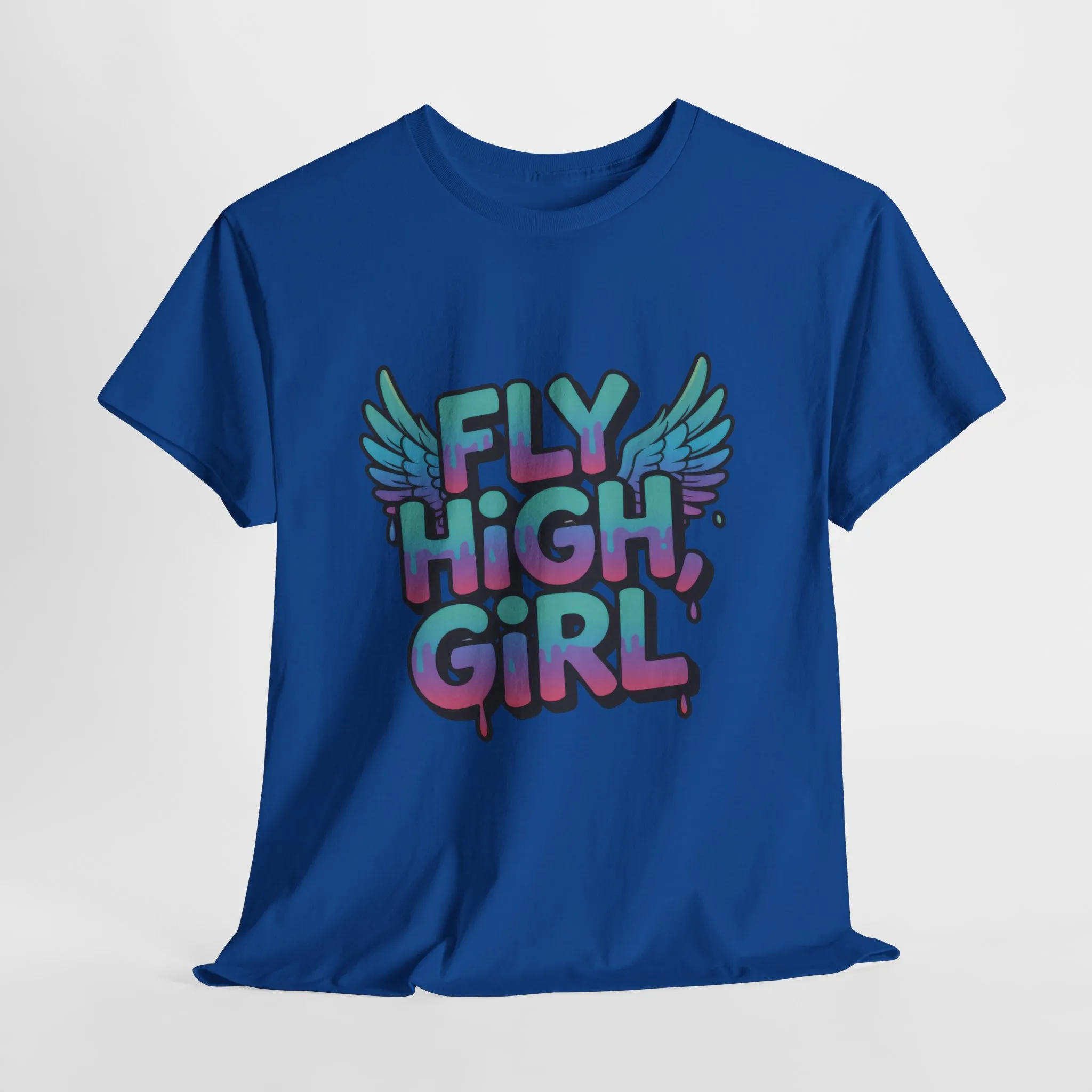 Women's Graphic Tee Fly High Girl, Angel Wings Graffiti Drip T-Shirt, Bold Streetwear Top - Image 16