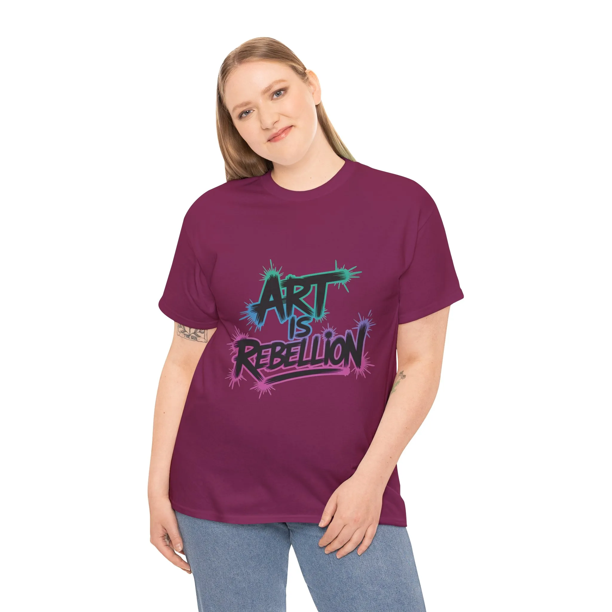 Art Is Rebellion Women's Graphic T-Shirt, Graffiti Street Art Tee, Bold Rebel Statement Top - Image 3