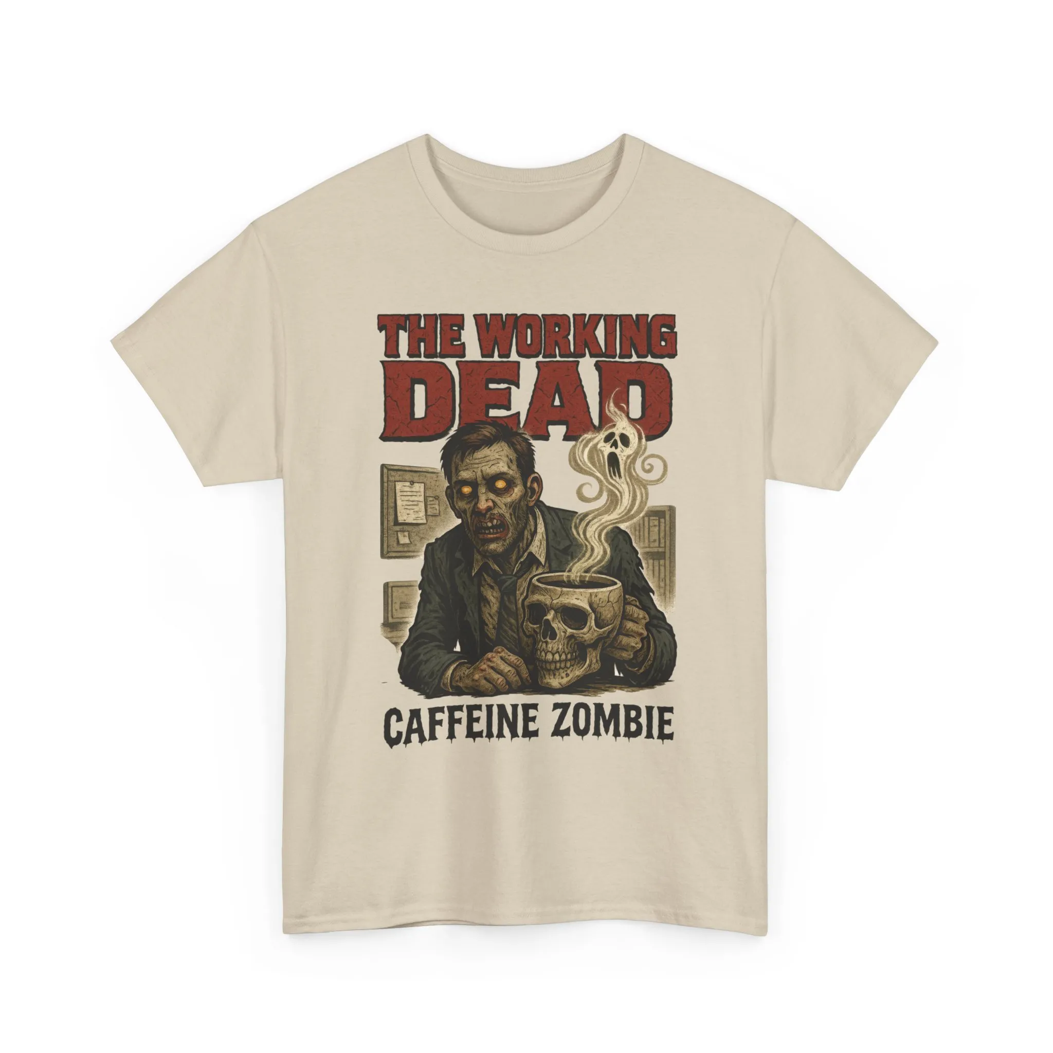 The Working Dead Men's Funny Zombie Work T-Shirt, Office Humor Tee, Halloween Office Tee, Coffee Zombie Shirt - Image 33