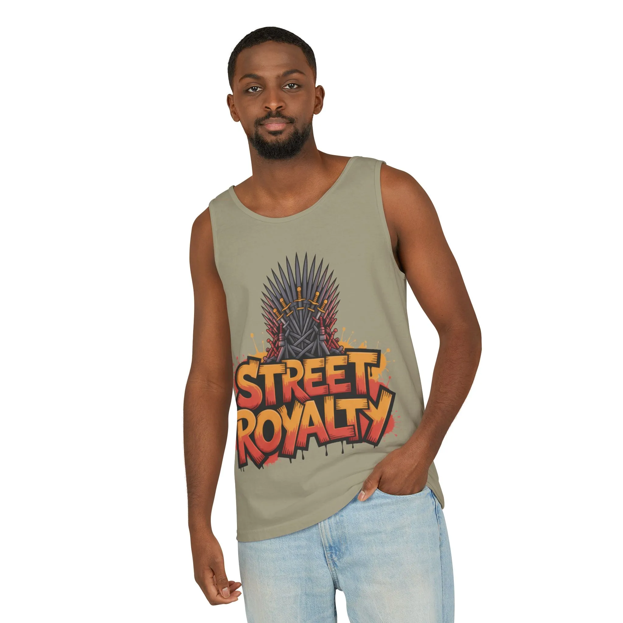 Street Royalty Men's Tank Top, Graffiti Crown Graphic Muscle Shirt, Urban Streetwear Sleeveless Skate Style - Image 3
