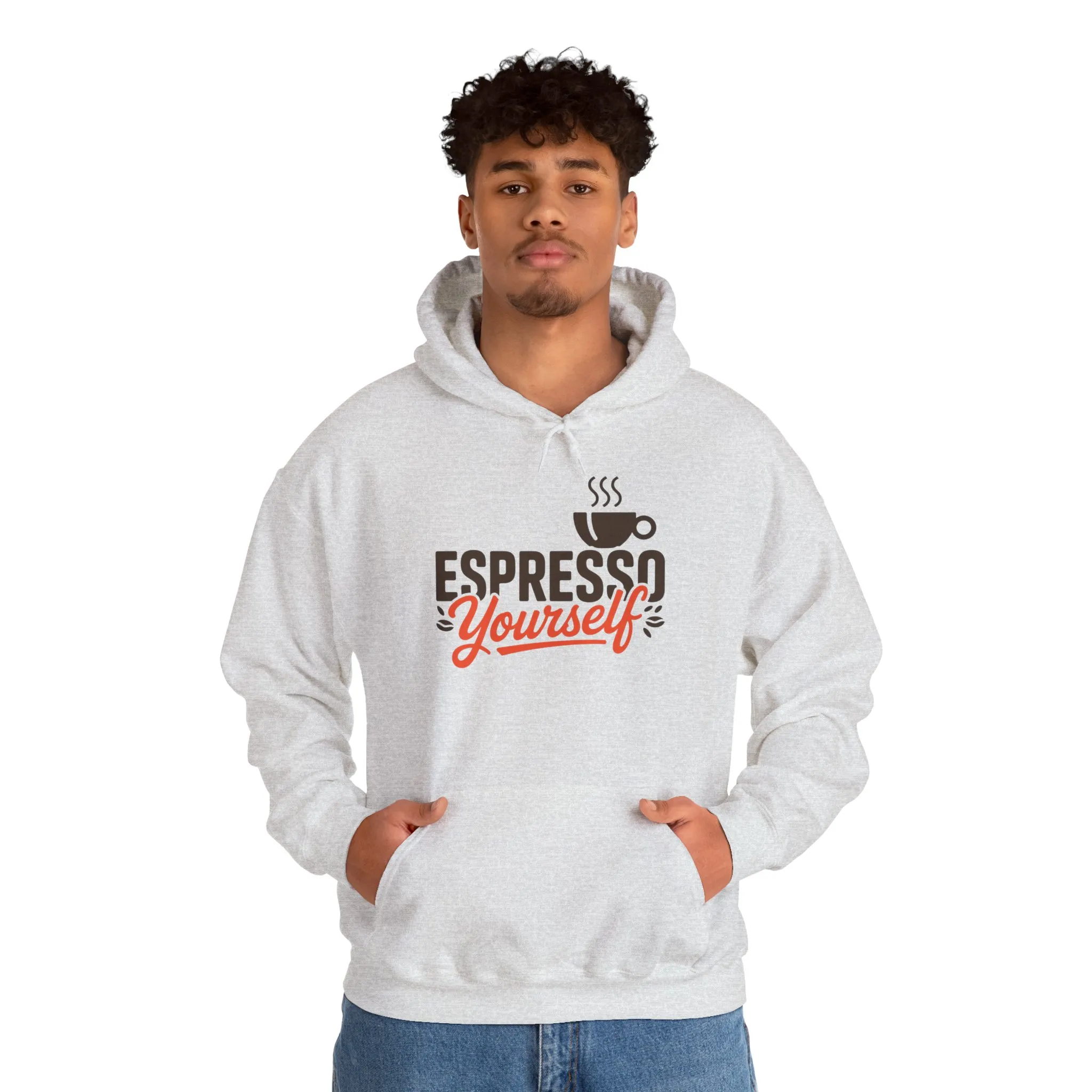Mens Heavy Blend™ Hooded Sweatshirt, Espresso Yourself Mens Hoodie, Coffee Lover Funny Graphic Pullover - Image 7