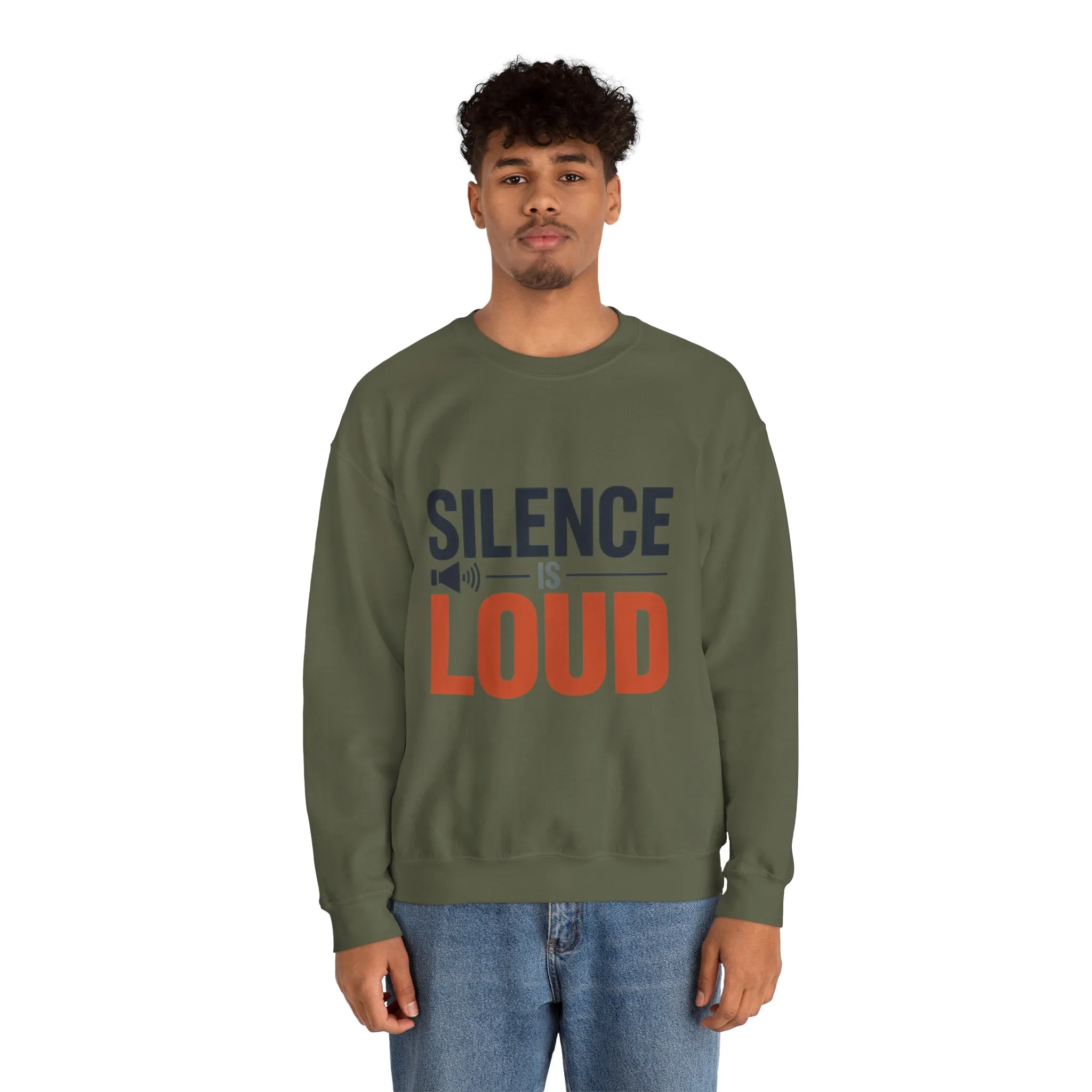Mens Heavy Blend™ Crewneck Sweatshirt, Silence Is Loud Motivational Mens Sweatshirt - Image 11