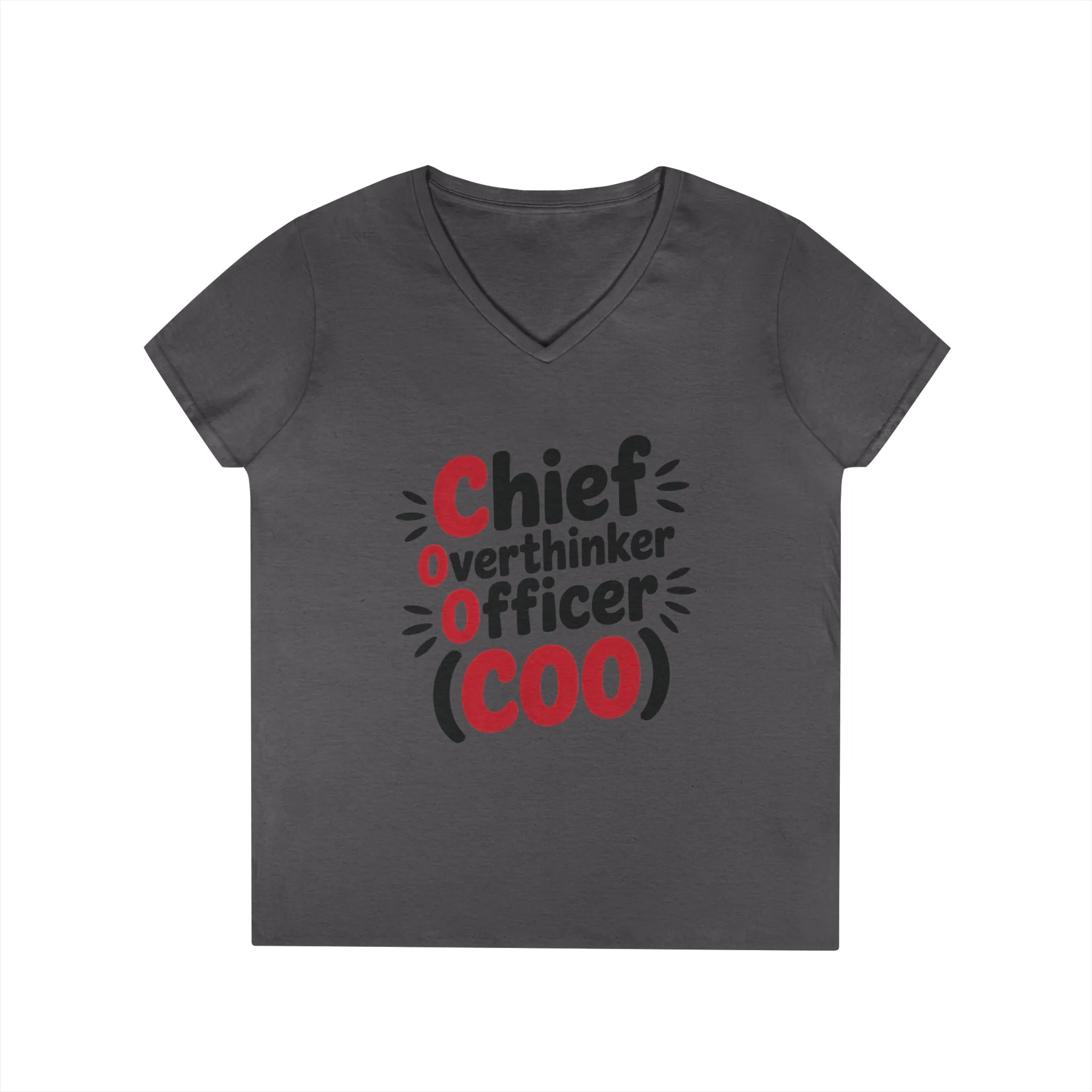 Ladies' V-Neck T-Shirt, Women's COO T-Shirt, Chief Overthinker Officer Funny Graphic Tee, Sarcastic Work Shirt - Image 16