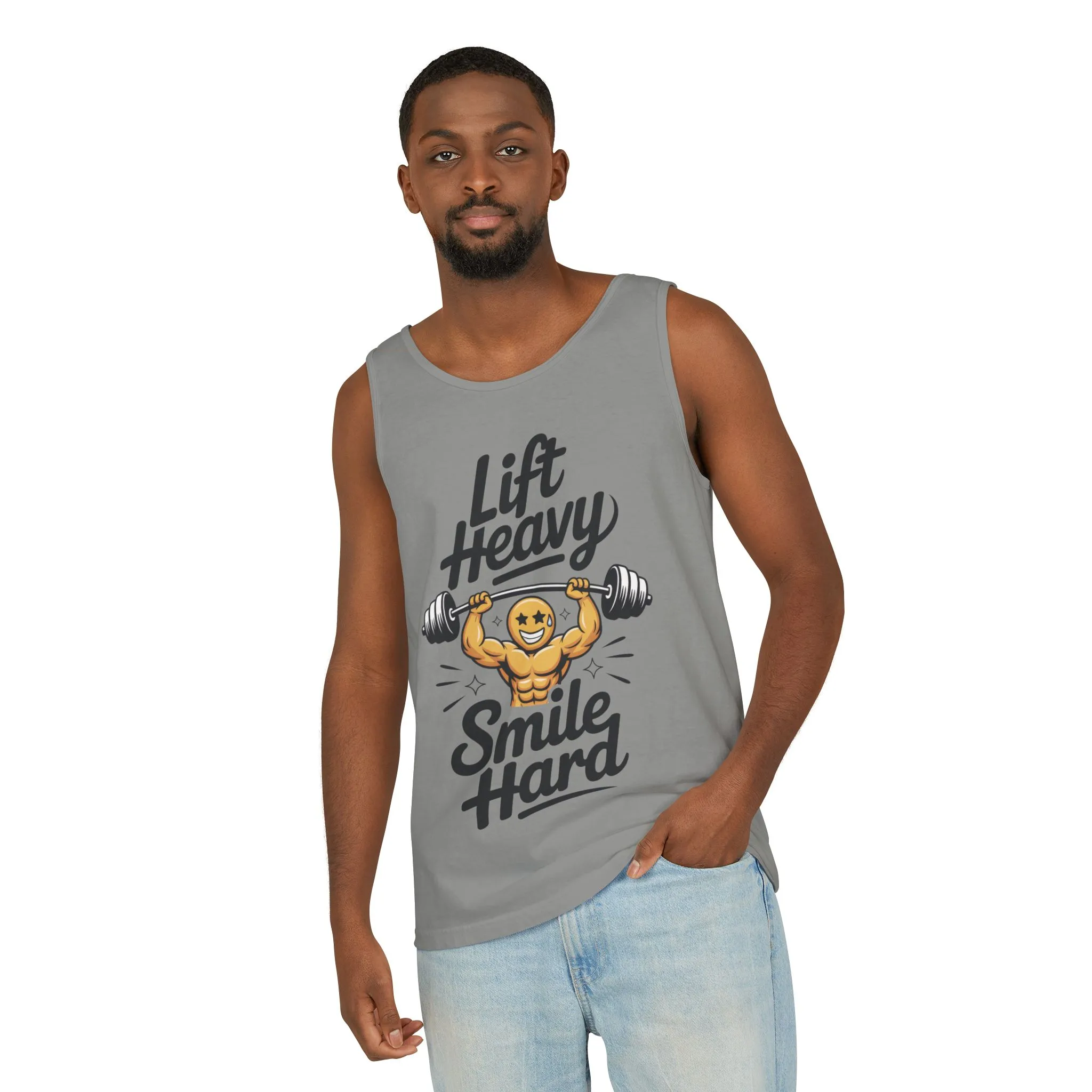 Mens Lift Heavy Smile Hard Tank Top, Funny Gym Workout Fitness Shirt, Mens Funny Gym Tank - Image 26