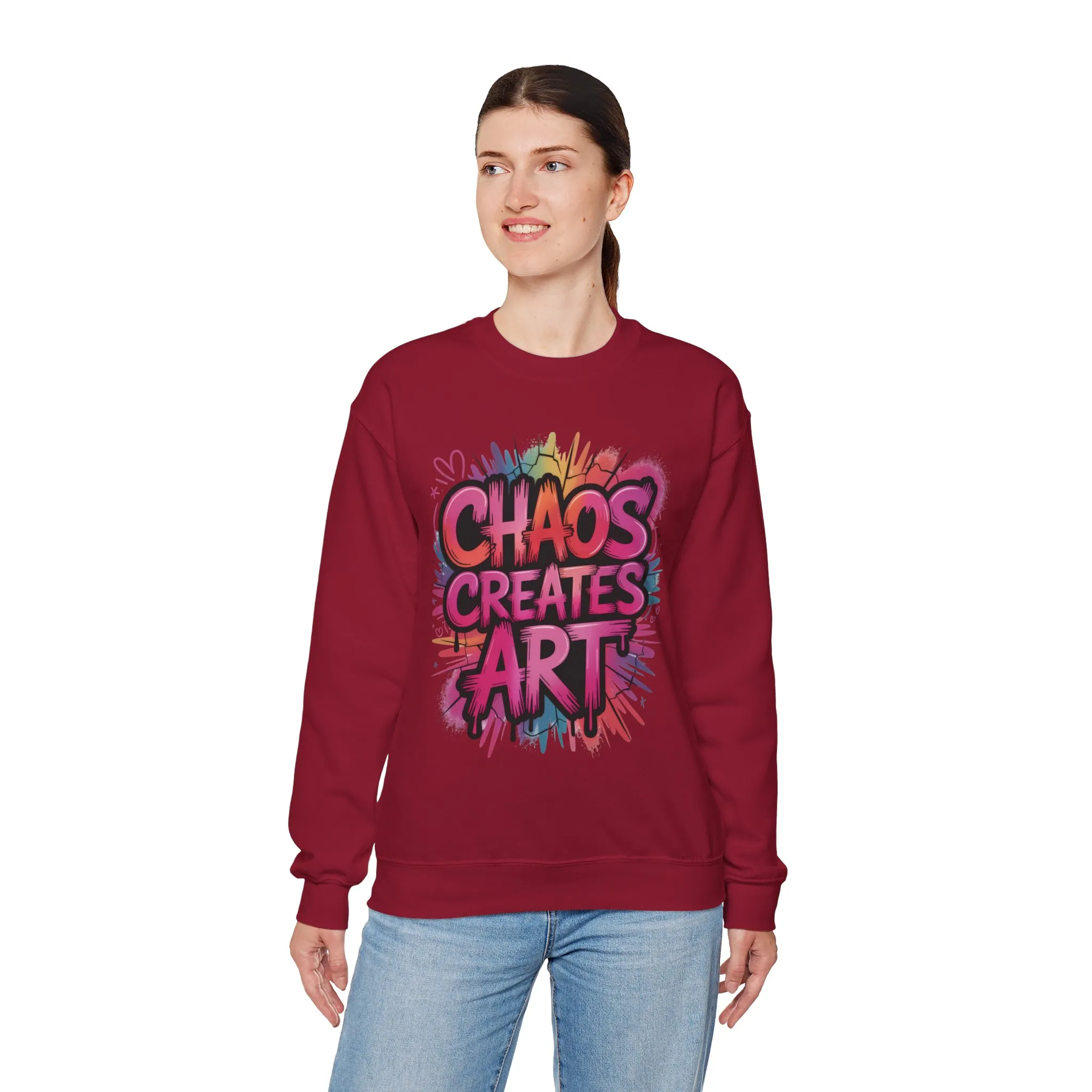 Women's Heavy Blend™ Crewneck Sweatshirt, Chaos Creates Art Graffiti Sweatshirt Women's Oversized - Image 27