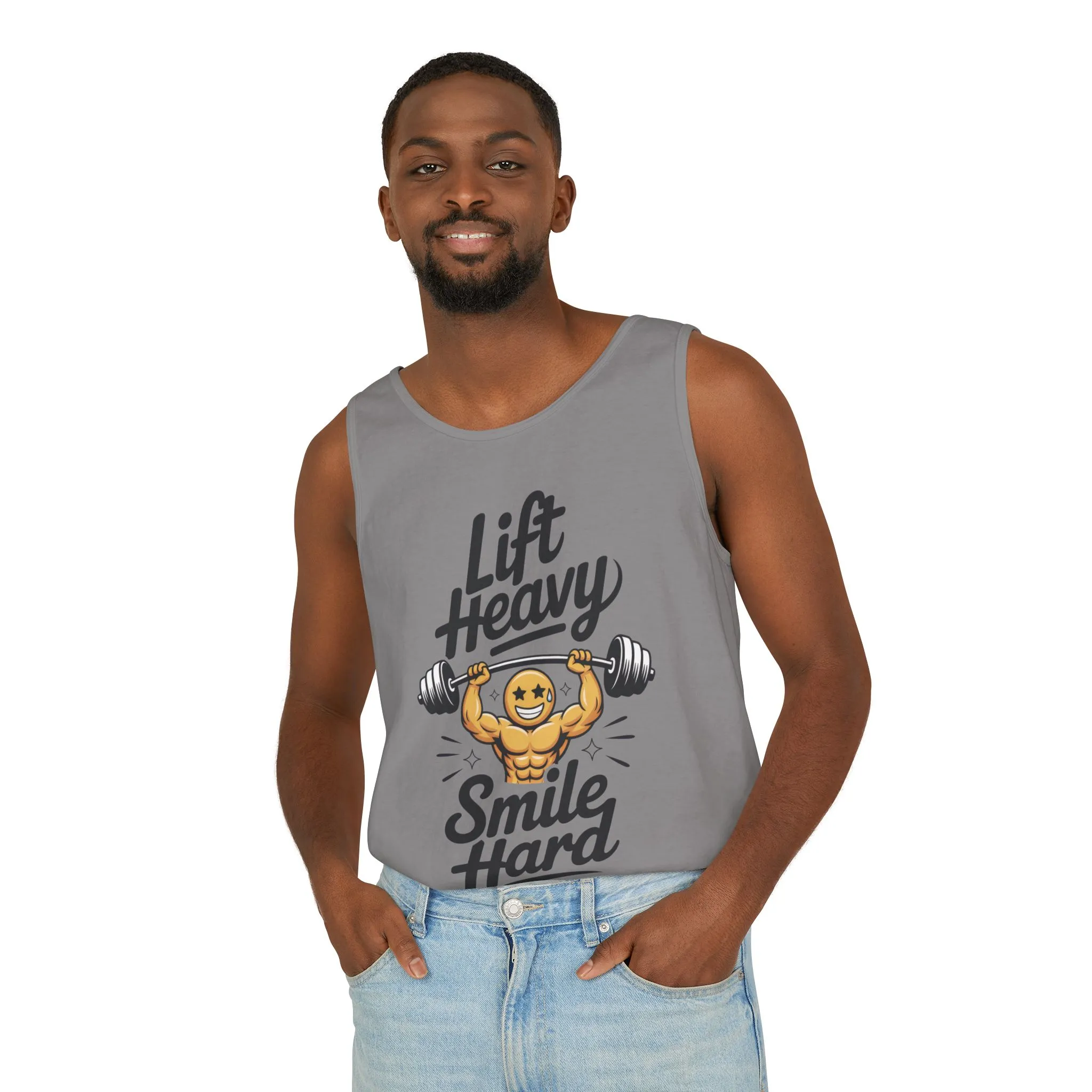 Mens Lift Heavy Smile Hard Tank Top, Funny Gym Workout Fitness Shirt, Mens Funny Gym Tank - Image 12