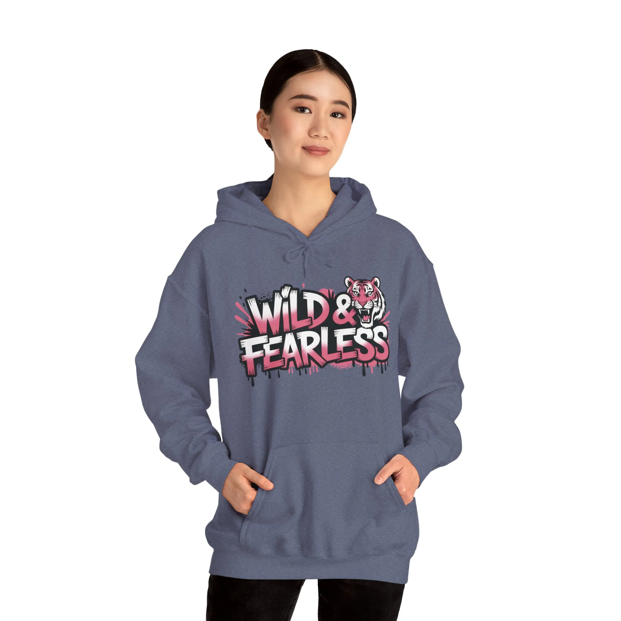 Women's Hoodie Wild & Fearless, Tiger Graffiti Graphic Pullover, Bold Urban Streetwear Hoodie - Image 27