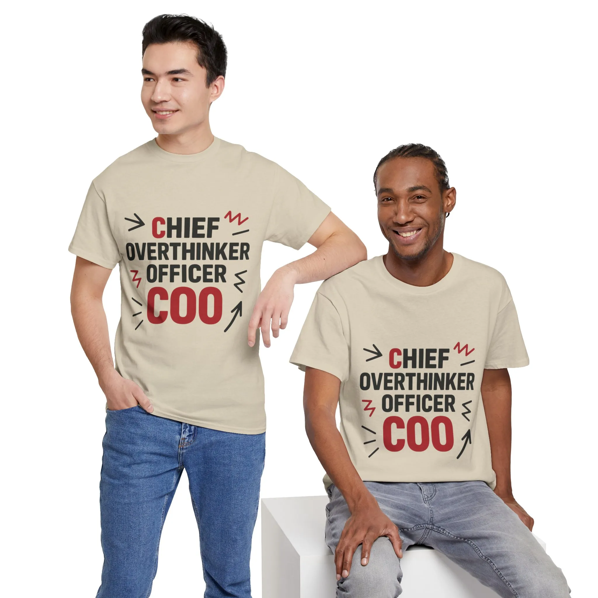 Men's COO T-Shirt, Chief Overthinker Officer Funny Graphic Tee, Office Humor Shirt for Him - Image 2