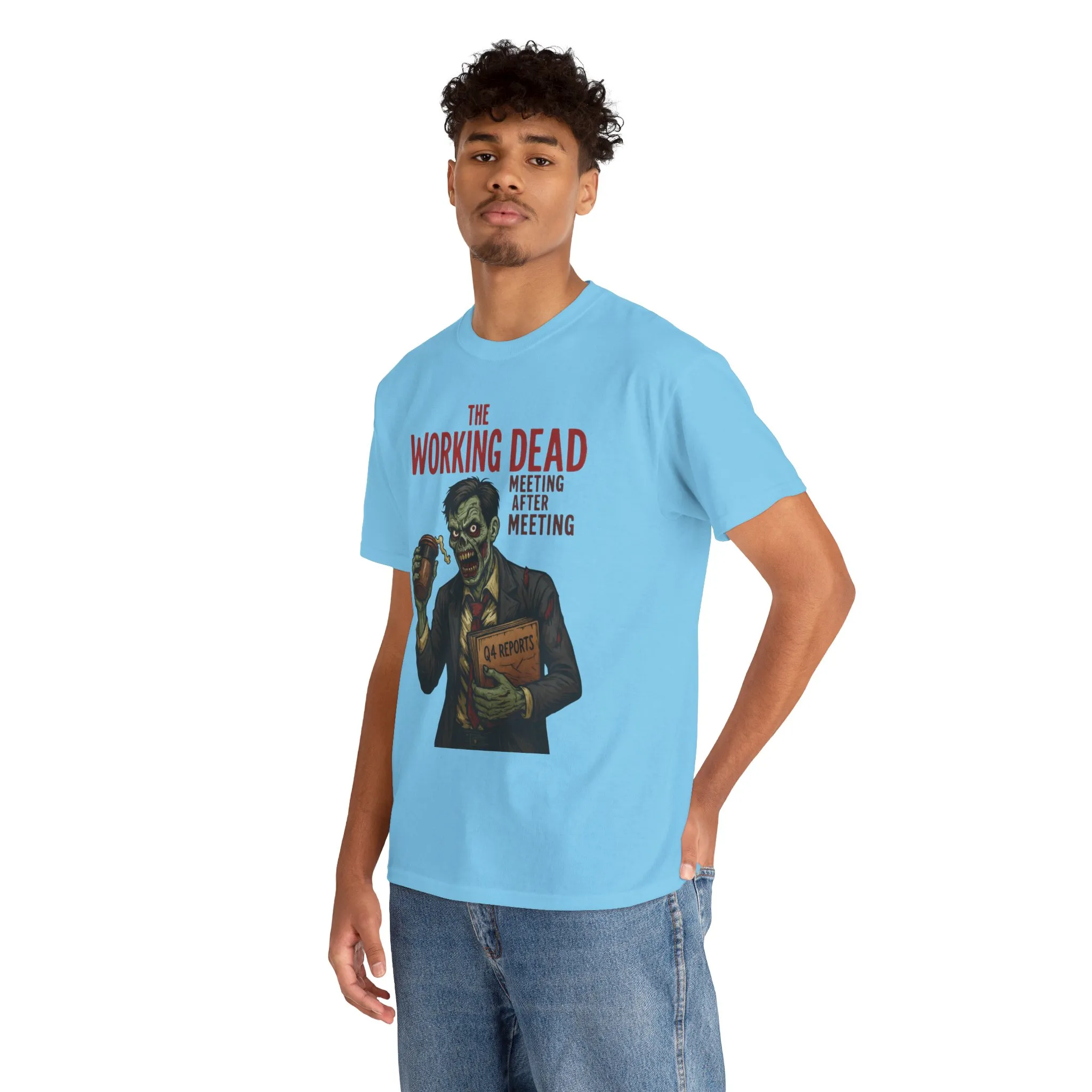 The Working Dead Men's Funny Zombie Work T-Shirt, Office Humor Tee, Meeting Joke Shirt, Halloween Office Tee - Image 23