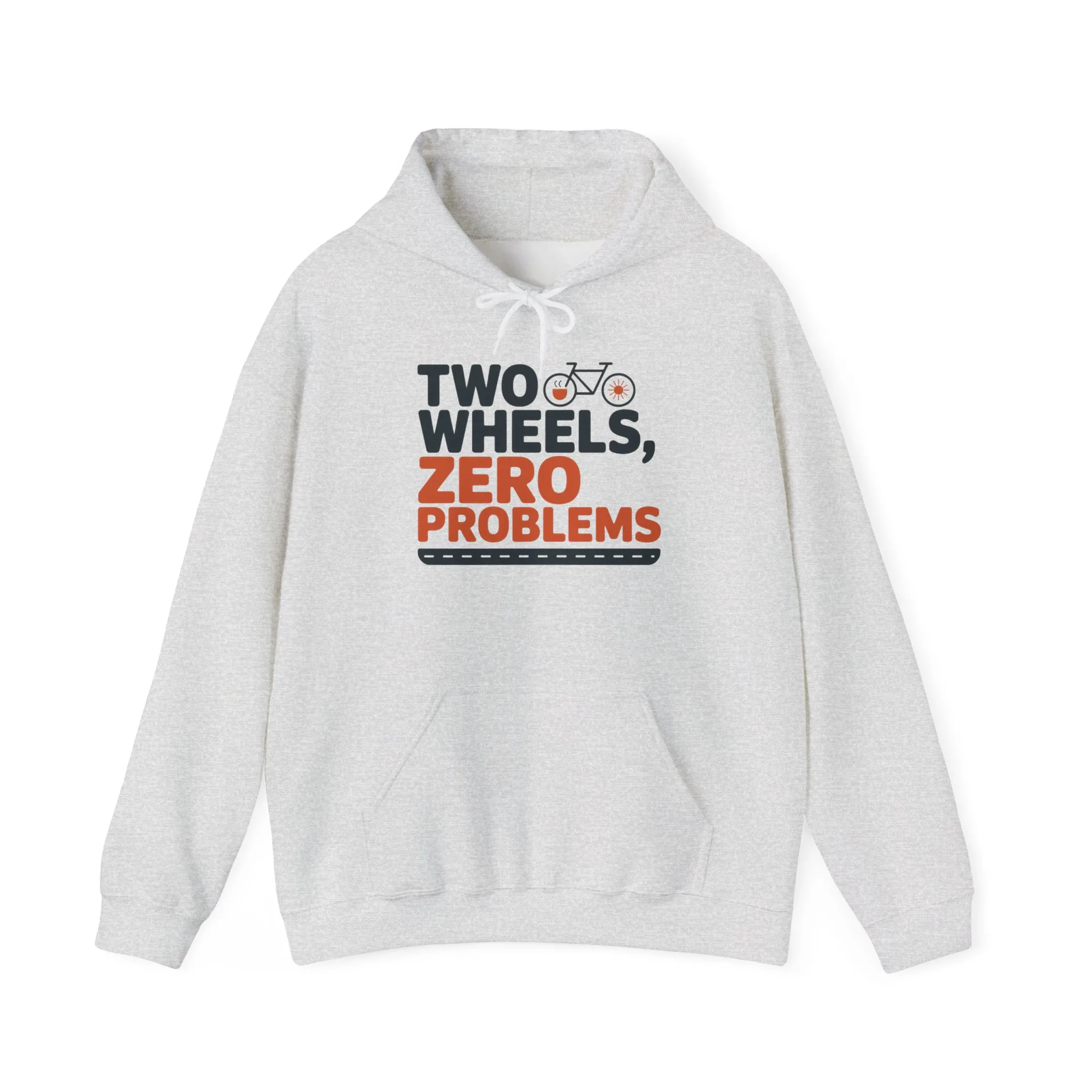 Mens Heavy Blend™ Hooded Sweatshirt, Two Wheels Zero Problems Mens Funny Cycling Hoodie, Cyclist Gift - Image 5