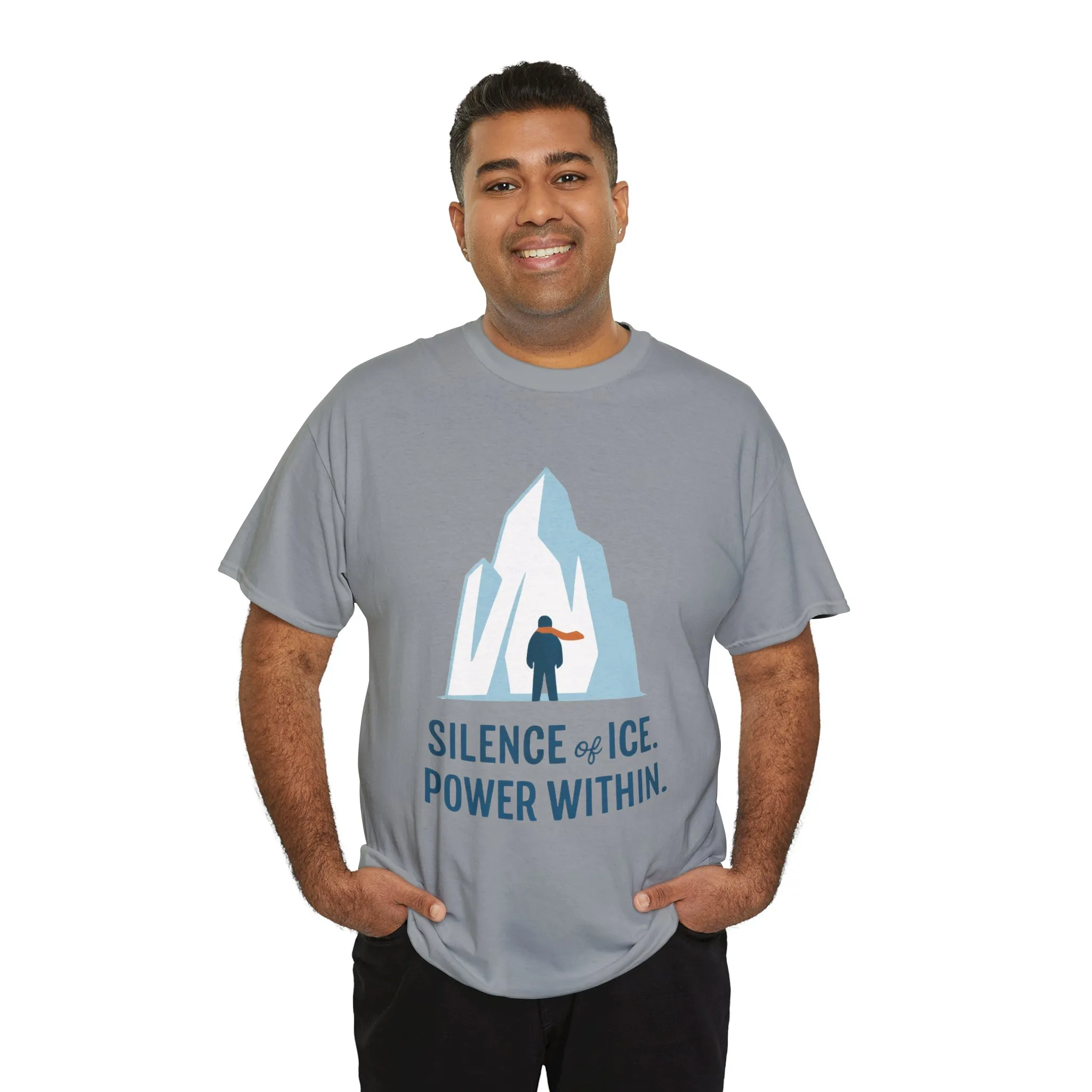 Silence of Ice Power Within Mens T-Shirt, Minimalist Nordic Iceberg Graphic Tee - Image 3