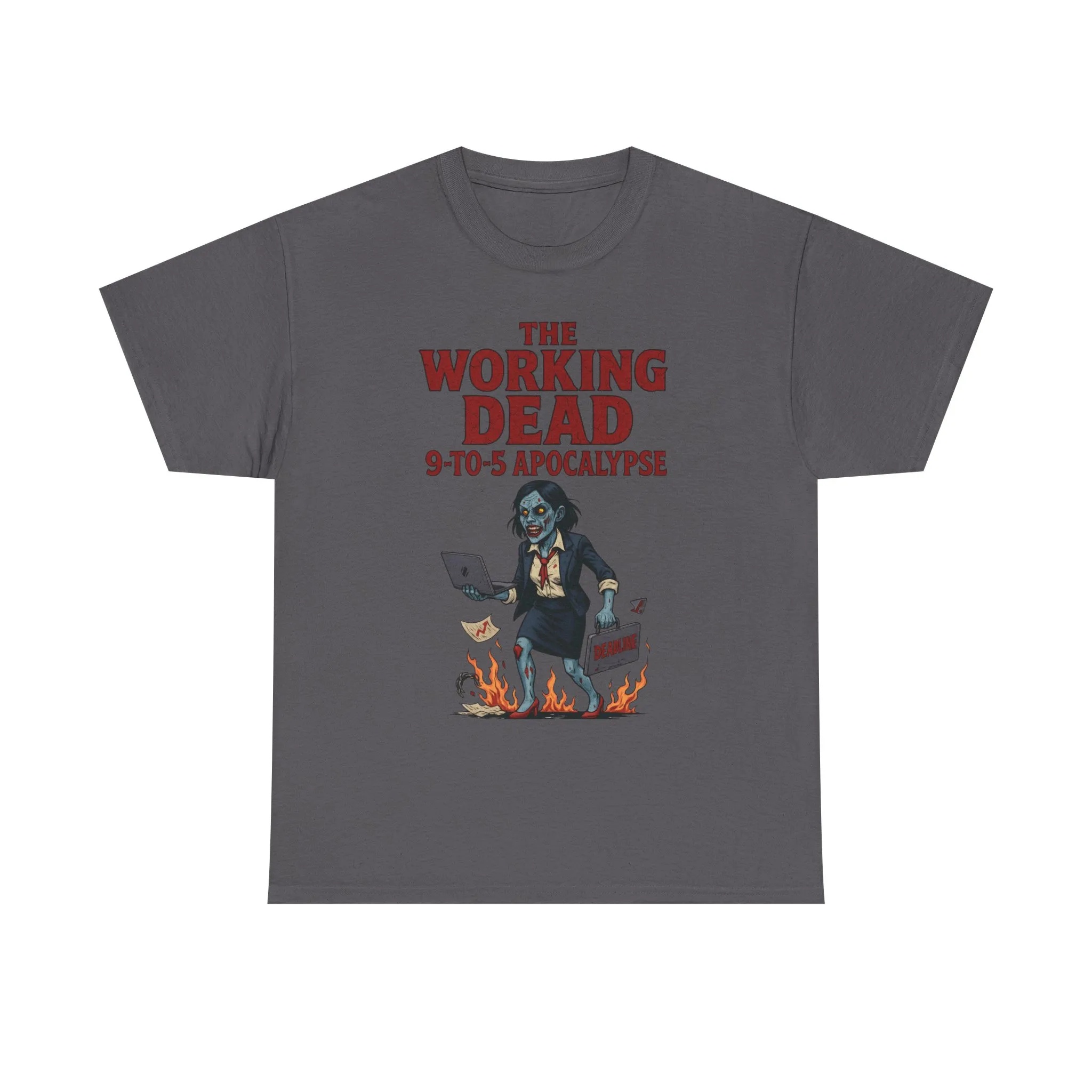 The Working Dead 9-to-5 Apocalypse Women's T-Shirt, Horror Office Zombie Top, Halloween Office Humor - Image 15