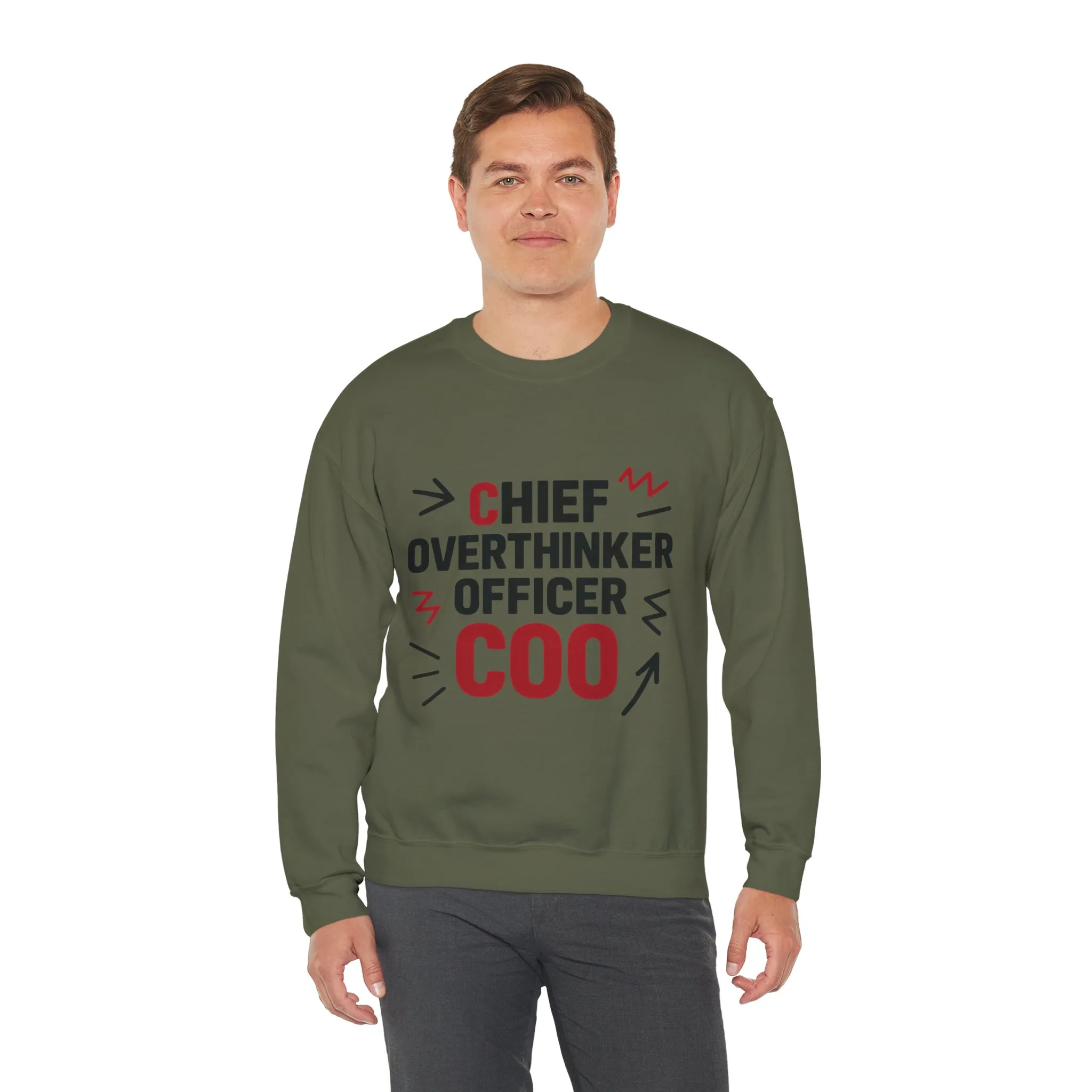Chief Overthinker Officer Men's Sweatshirt, COO Funny Office Humor Graphic Pullover, Men's Heavy Blend™ Crewneck Sweatshirt - Image 20