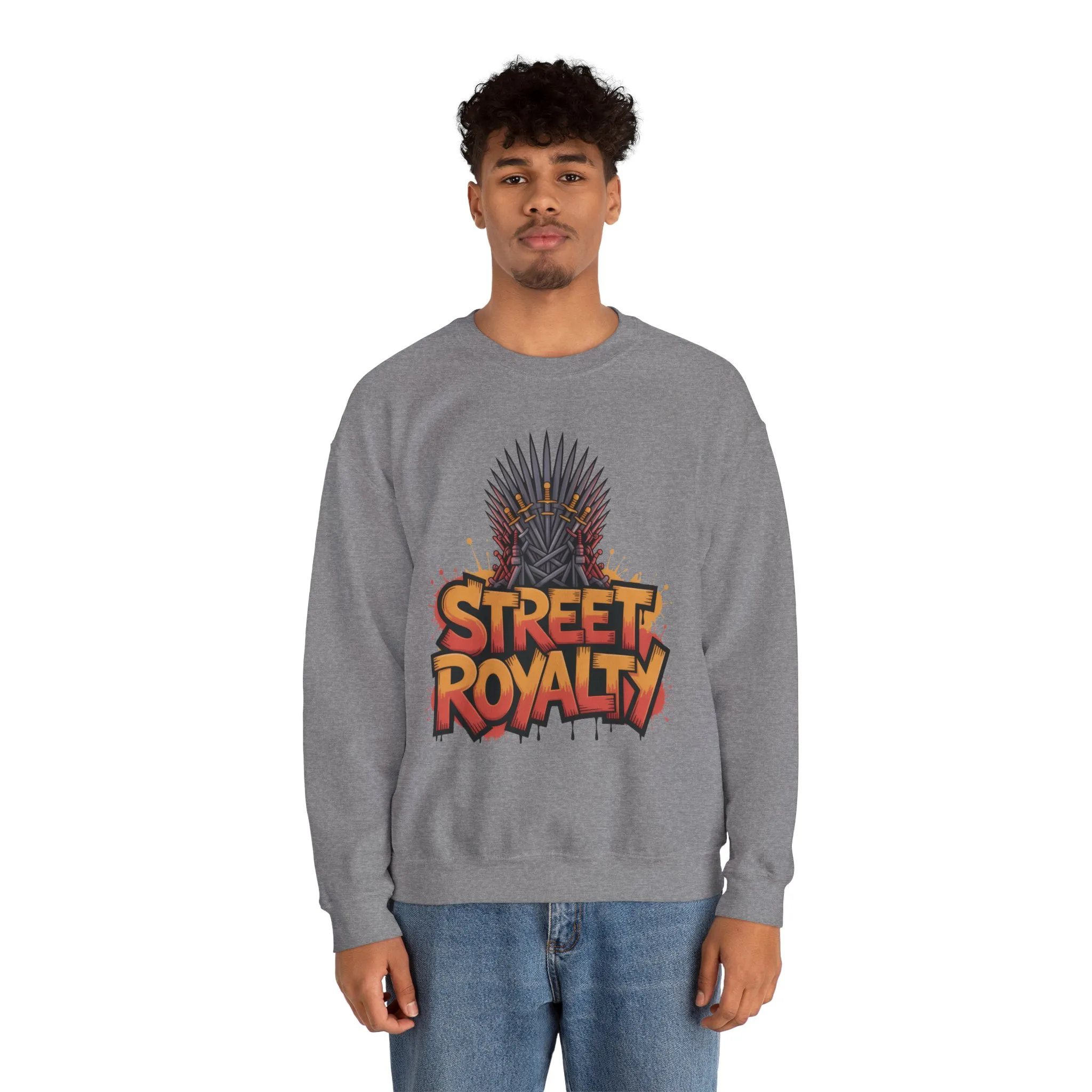 Street Royalty Men's Crewneck Sweatshirt, Graffiti Crown Graphic Pullover, Urban Streetwear Top for Men - Image 13