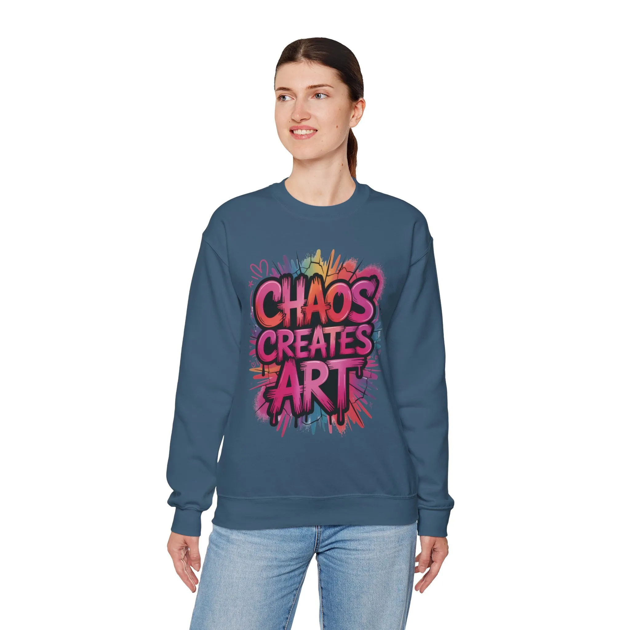 Women's Heavy Blend™ Crewneck Sweatshirt, Chaos Creates Art Graffiti Sweatshirt Women's Oversized - Image 36