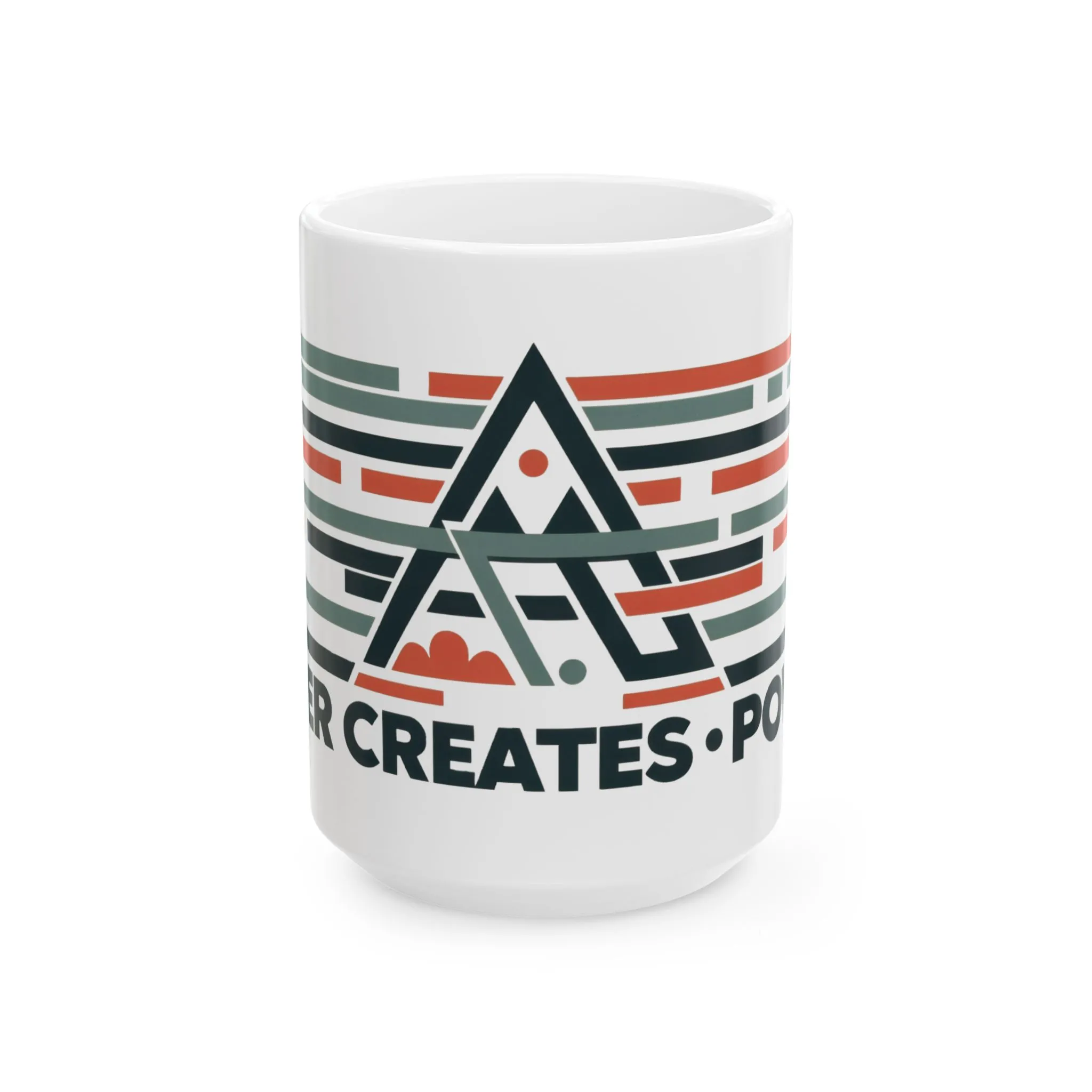 Order Creates Power Coffee Mug, Minimal Geometric Triangle Wraparound Cup, Scandinavian Modern Gift for Men, Ceramic Mug, (11oz, 15oz) - Image 6