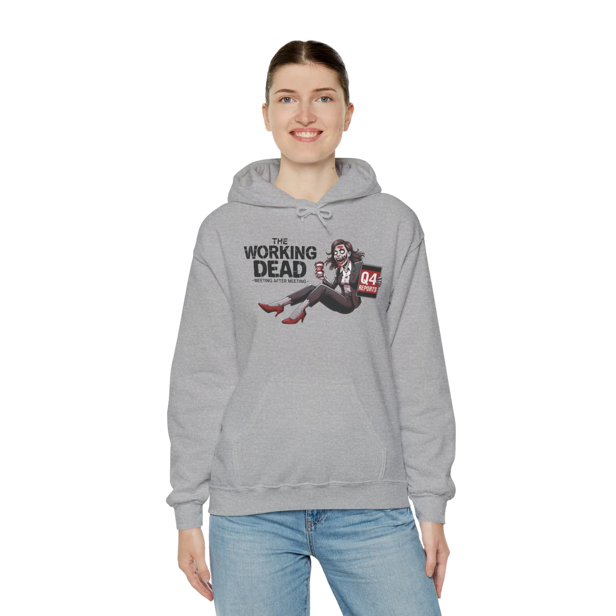The Working Dead Women's Zombie Hoodie, Funny Office Meeting Sweatshirt, Halloween Zombie Top, Halloween Work Top - Image 12