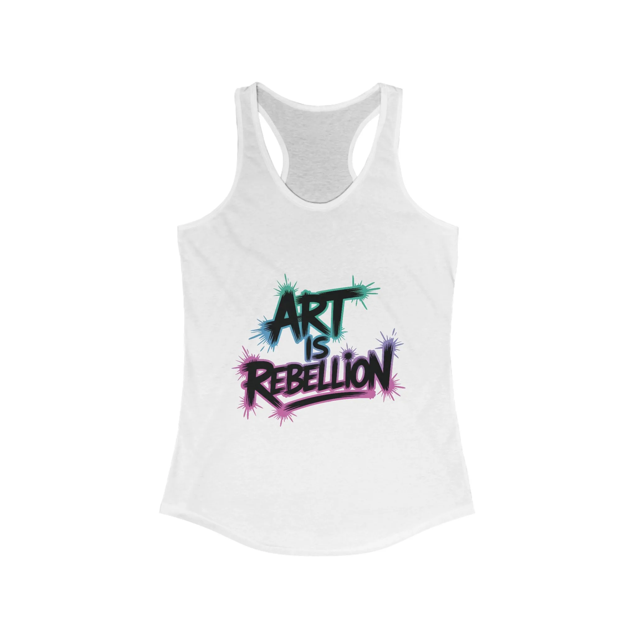 Women's Ideal Racerback Tank, Art Is Rebellion Women's Tank Top, Graffiti Graphic Tank, Bold Rebel Statement Summer Shirt - Image 3