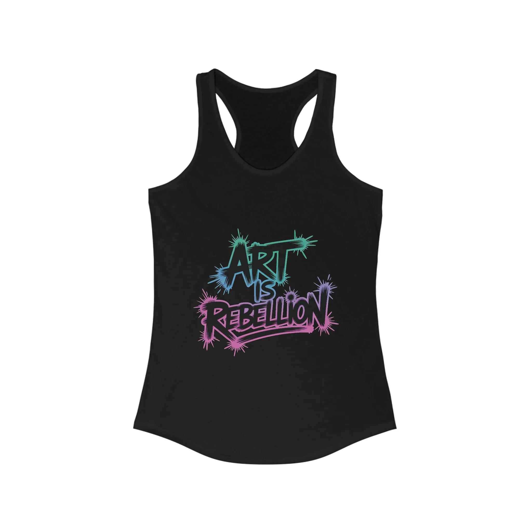 Women's Ideal Racerback Tank, Art Is Rebellion Women's Tank Top, Graffiti Graphic Tank, Bold Rebel Statement Summer Shirt - Image 7