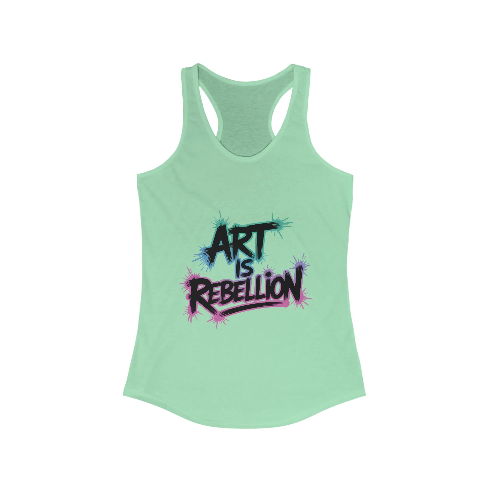 Women's Ideal Racerback Tank, Art Is Rebellion Women's Tank Top, Graffiti Graphic Tank, Bold Rebel Statement Summer Shirt - Image 9
