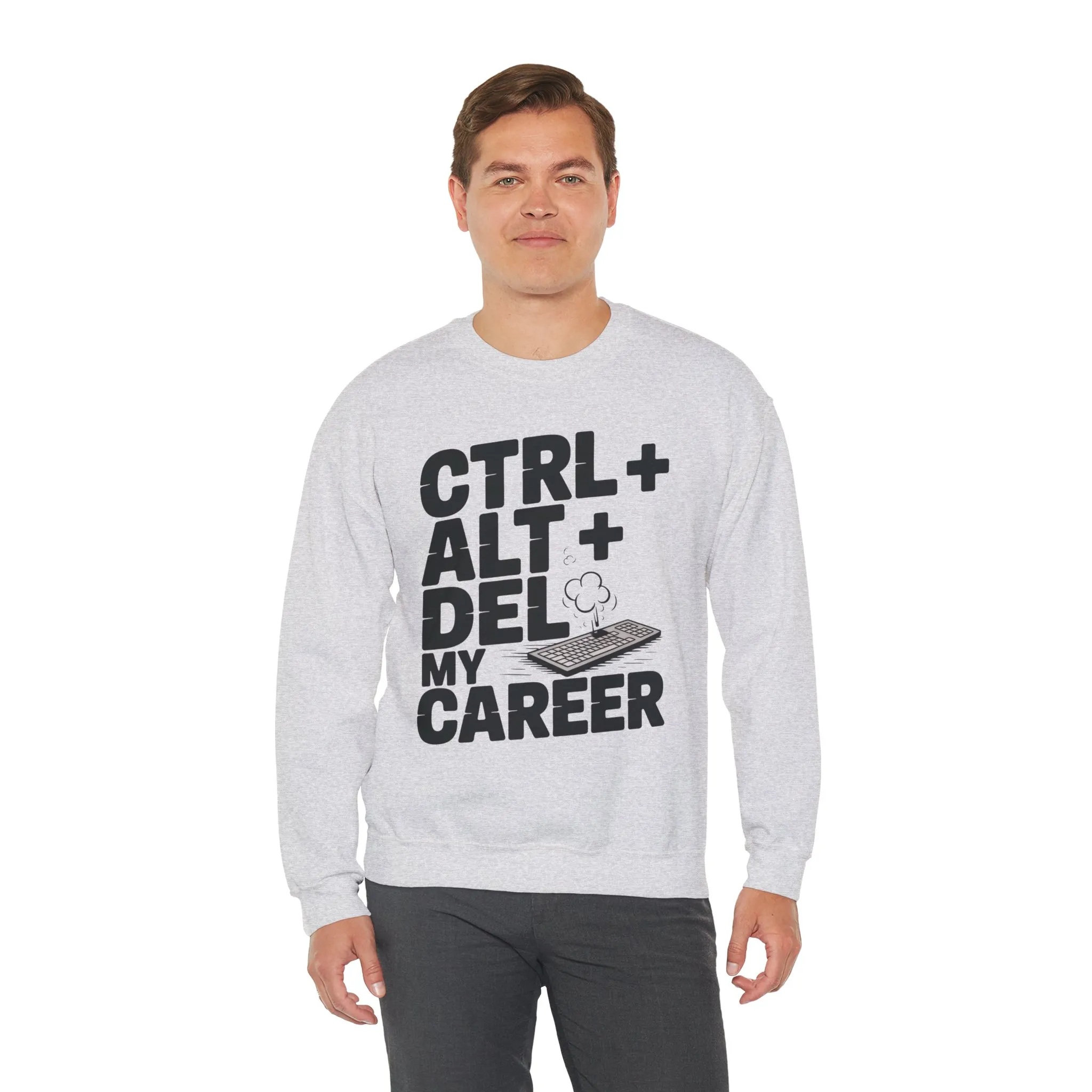 Ctrl Alt Del My Career Sweatshirt, Sarcastic Workwear Graphic Pullover, Funny Office Top, Men's Heavy Blend™ Crewneck Sweatshirt - Image 6