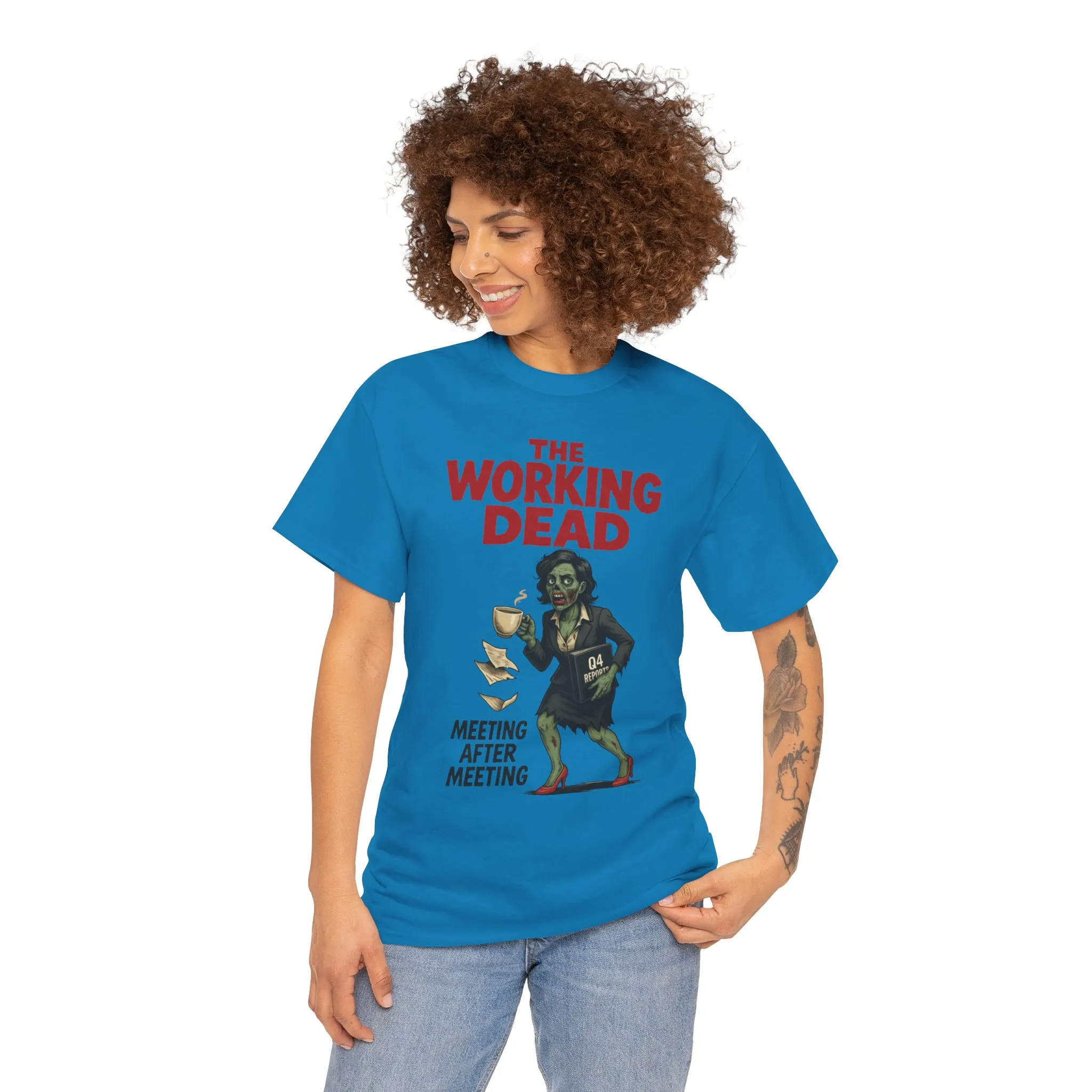 The Working Dead Women's Zombie Funny Office T-Shirt, Meeting Humor Tee, Zombie Work Top, Halloween Work Tee - Image 13