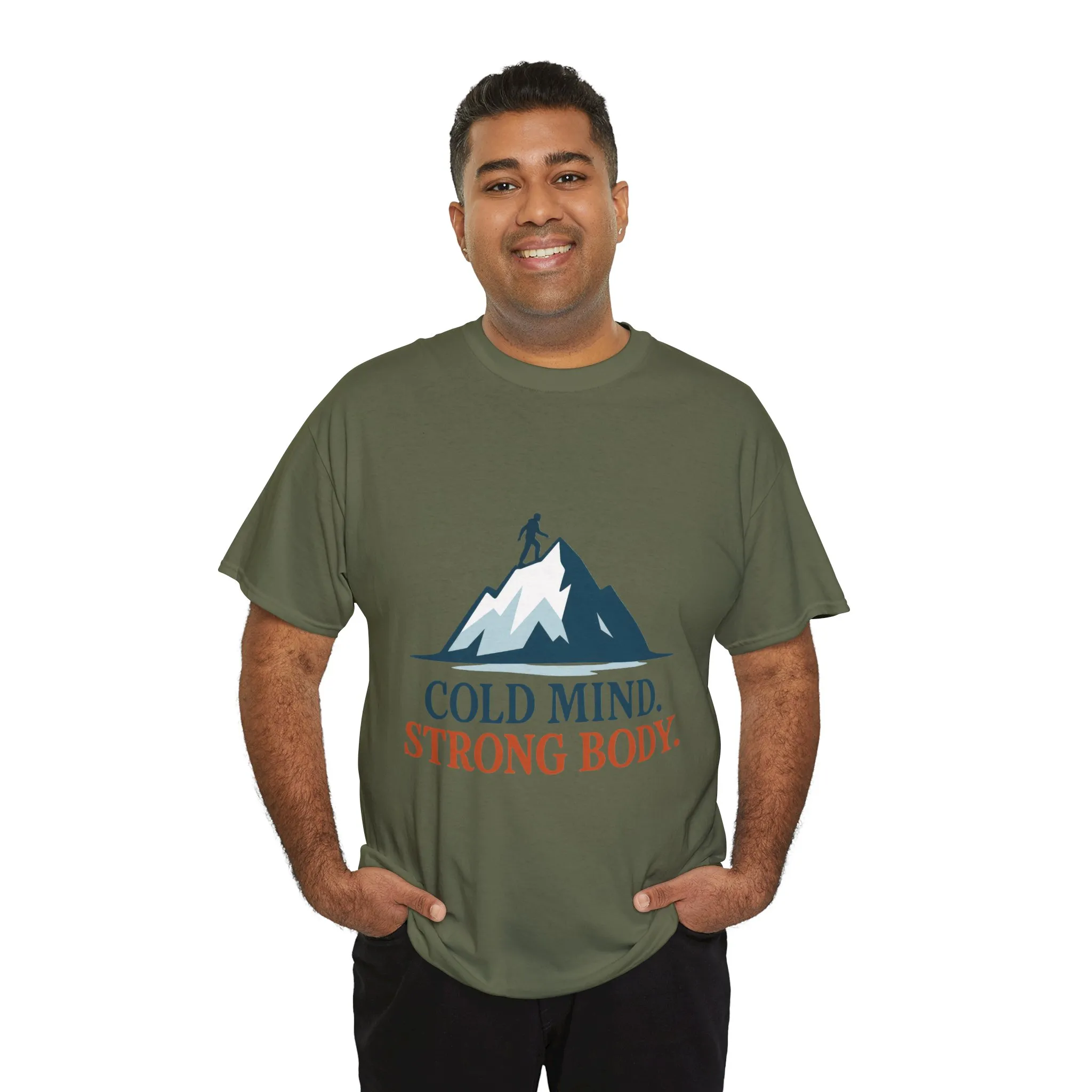 Cold Mind Strong Body Mens T-Shirt, Nordic Minimalist Mountain Hiking Tee - Image 15