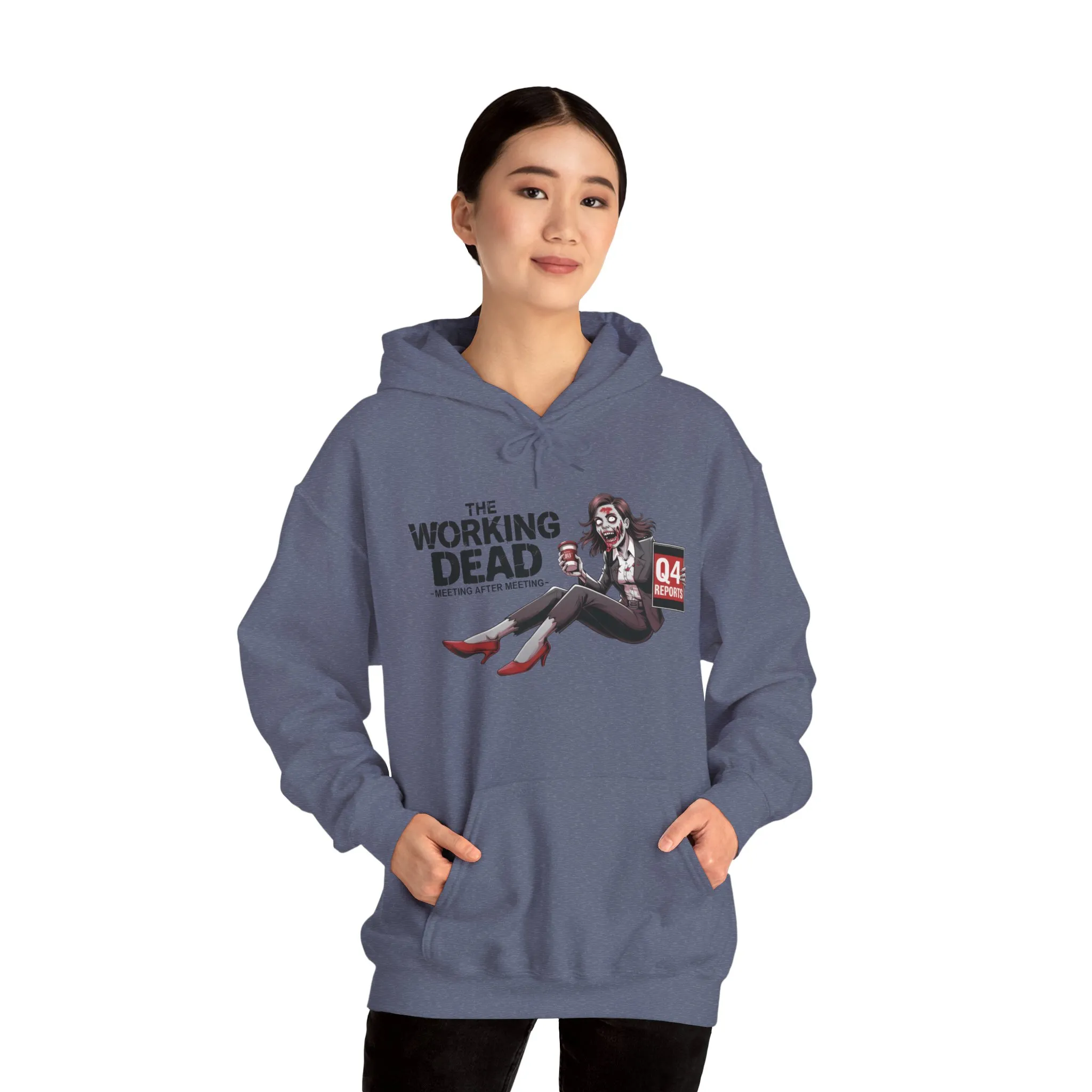 The Working Dead Women's Zombie Hoodie, Funny Office Meeting Sweatshirt, Halloween Zombie Top, Halloween Work Top - Image 3