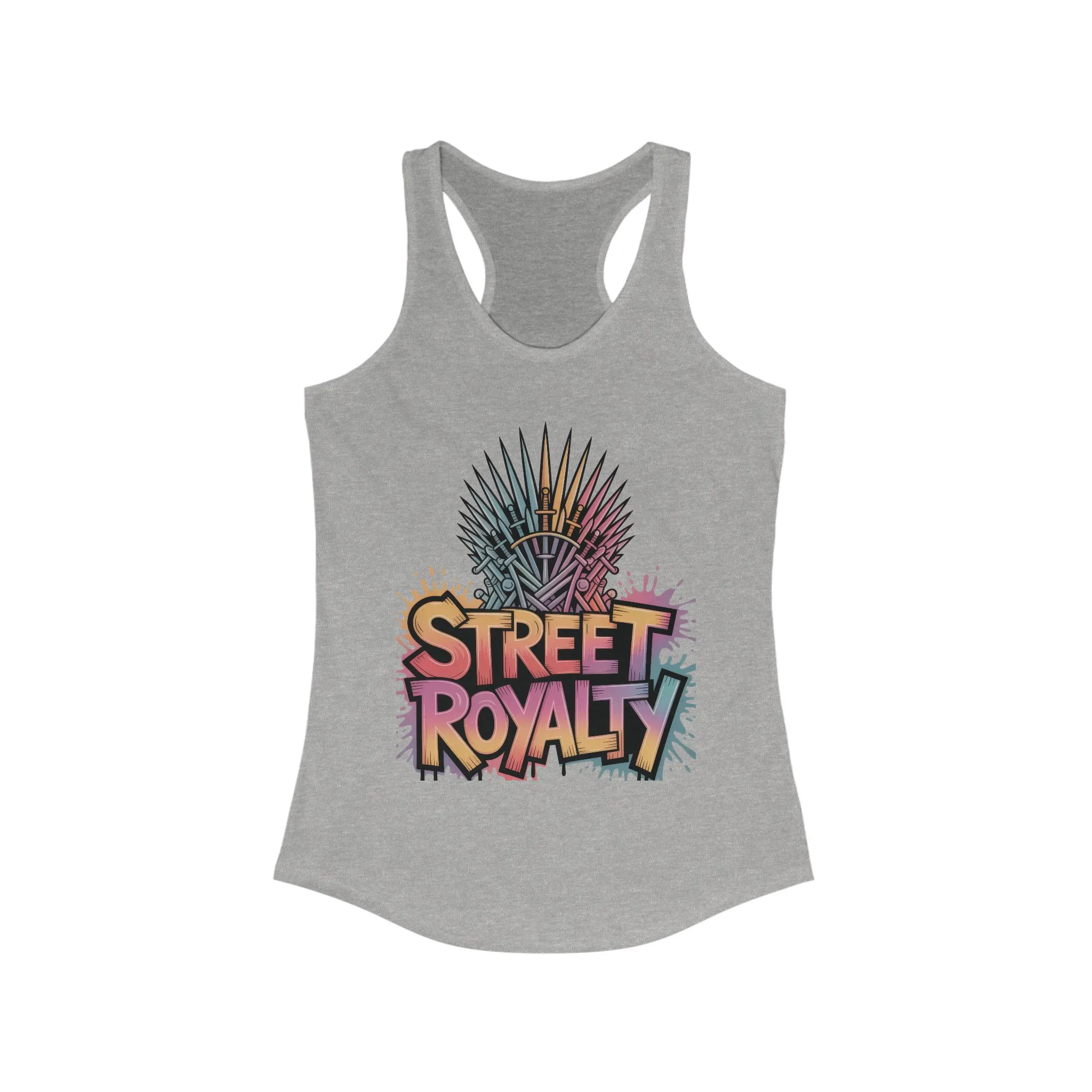 Women's Ideal Racerback Tank, Street Royalty Women's Tank Top, Graffiti Crown Graphic Shirt, Urban Streetwear Sleeveless Skater Girl Top - Image 7