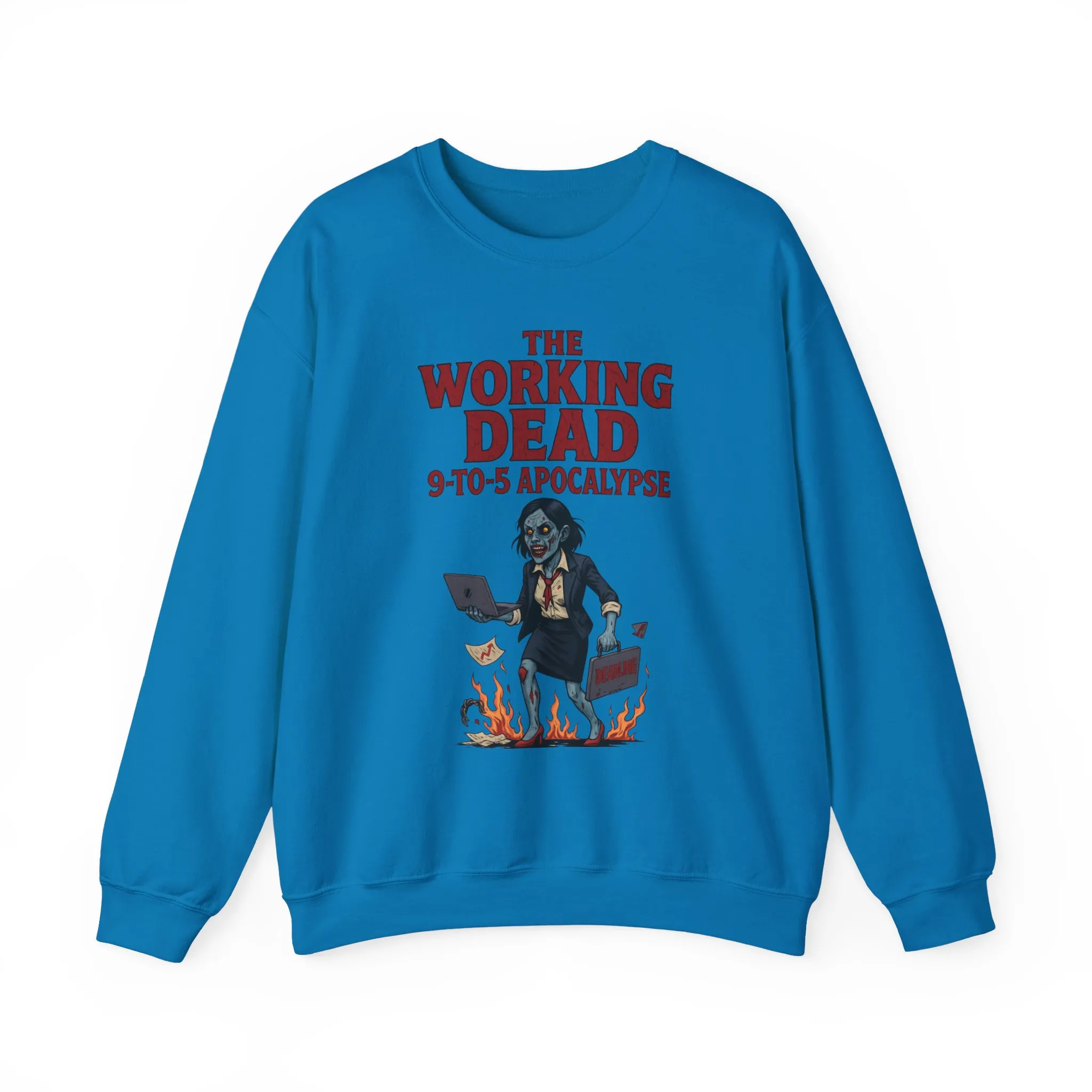Women's The Working Dead 9-to-5 Apocalypse Sweatshirt, Funny Office Zombie Horror Pullover, Halloween Zombie Work Top - Image 2