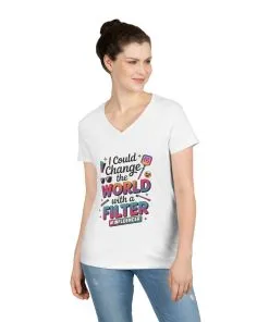 Ladies' V-Neck T-Shirt, Womens Influencer T-Shirt, Funny Social Media Graphic Tee, Cute Trendy Top