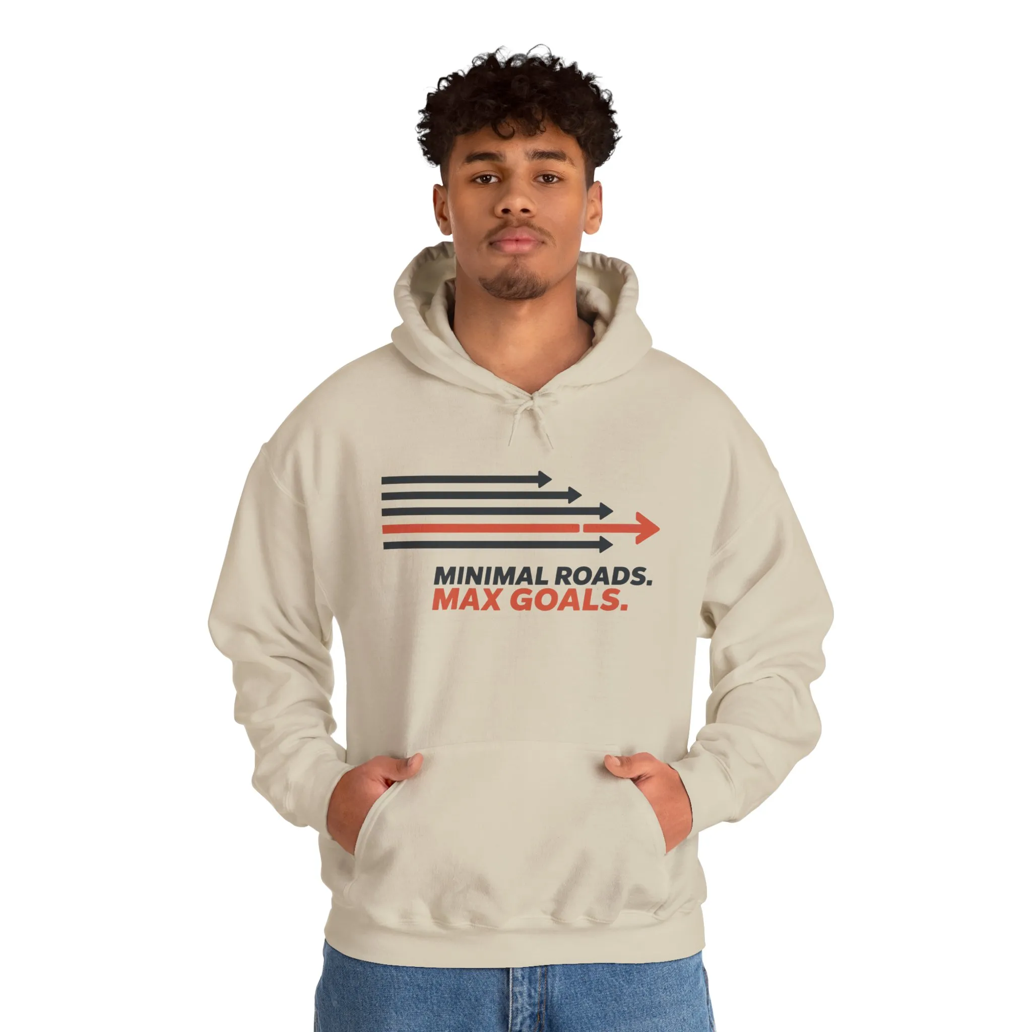 Mens Heavy Blend™ Hooded Sweatshirt, Minimal Roads Max Goals Motivational Mens Hoodie - Image 7