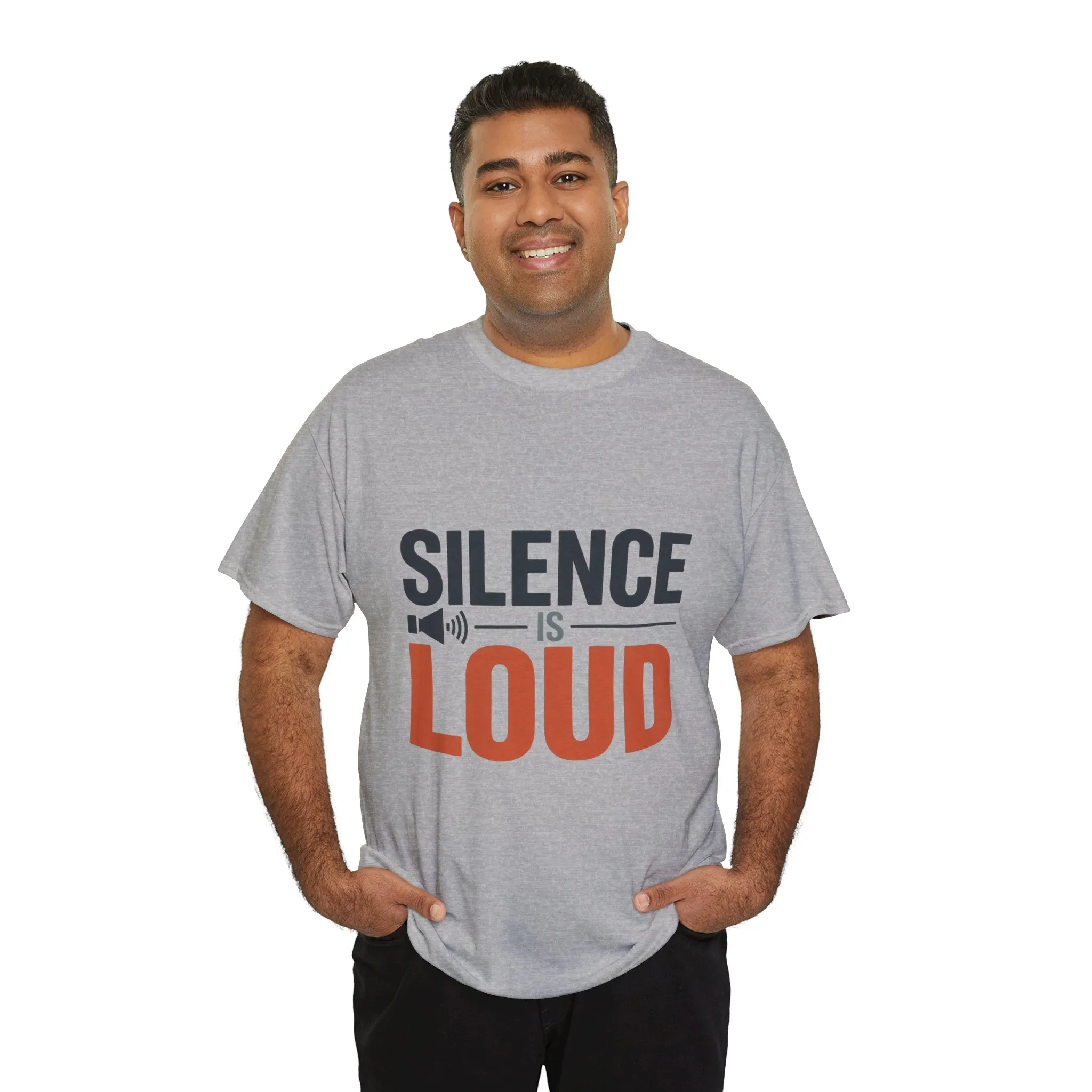 Silence Is Loud Motivational Quote Mens T-Shirt, Silence Tee, ironic Tee, Graphic Tee - Image 12