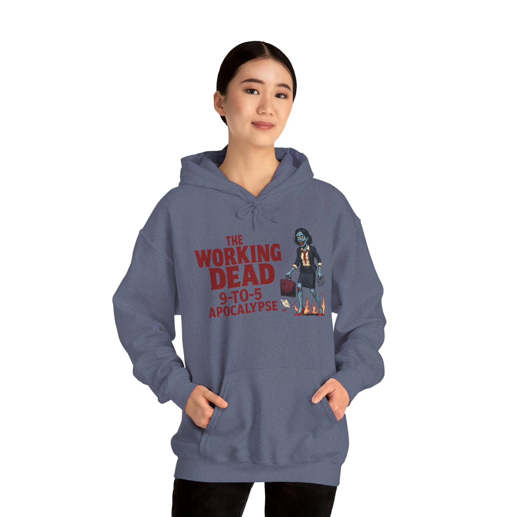 The Working Dead 9-to-5 Apocalypse Hoodie, Women's Horror Office Zombie Sweatshirt, Halloween Zombie Top, Halloween Work Top - Image 35