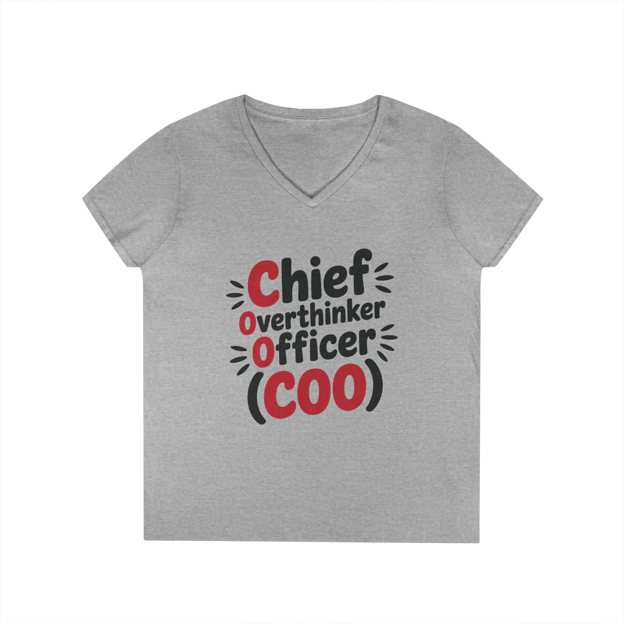 Ladies' V-Neck T-Shirt, Women's COO T-Shirt, Chief Overthinker Officer Funny Graphic Tee, Sarcastic Work Shirt - Image 2