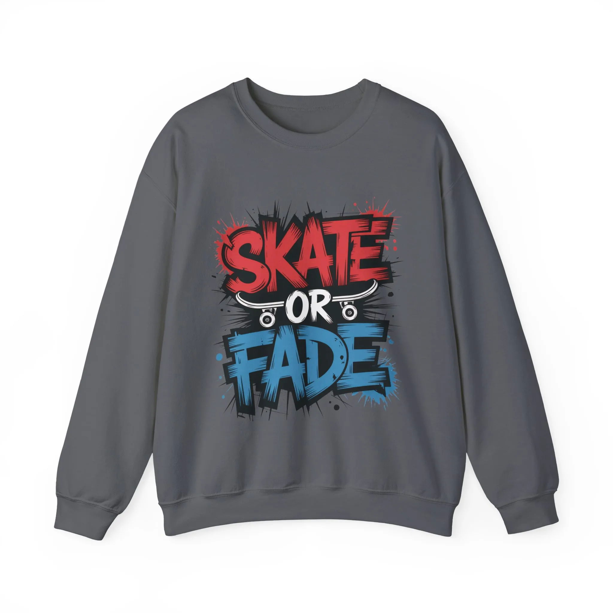 Skate Or Fade Men's Crewneck Sweatshirt, Graffiti Skateboarding Pullover, Urban Streetwear Top, Men's Heavy Blend™ Crewneck Sweatshirt - Image 19
